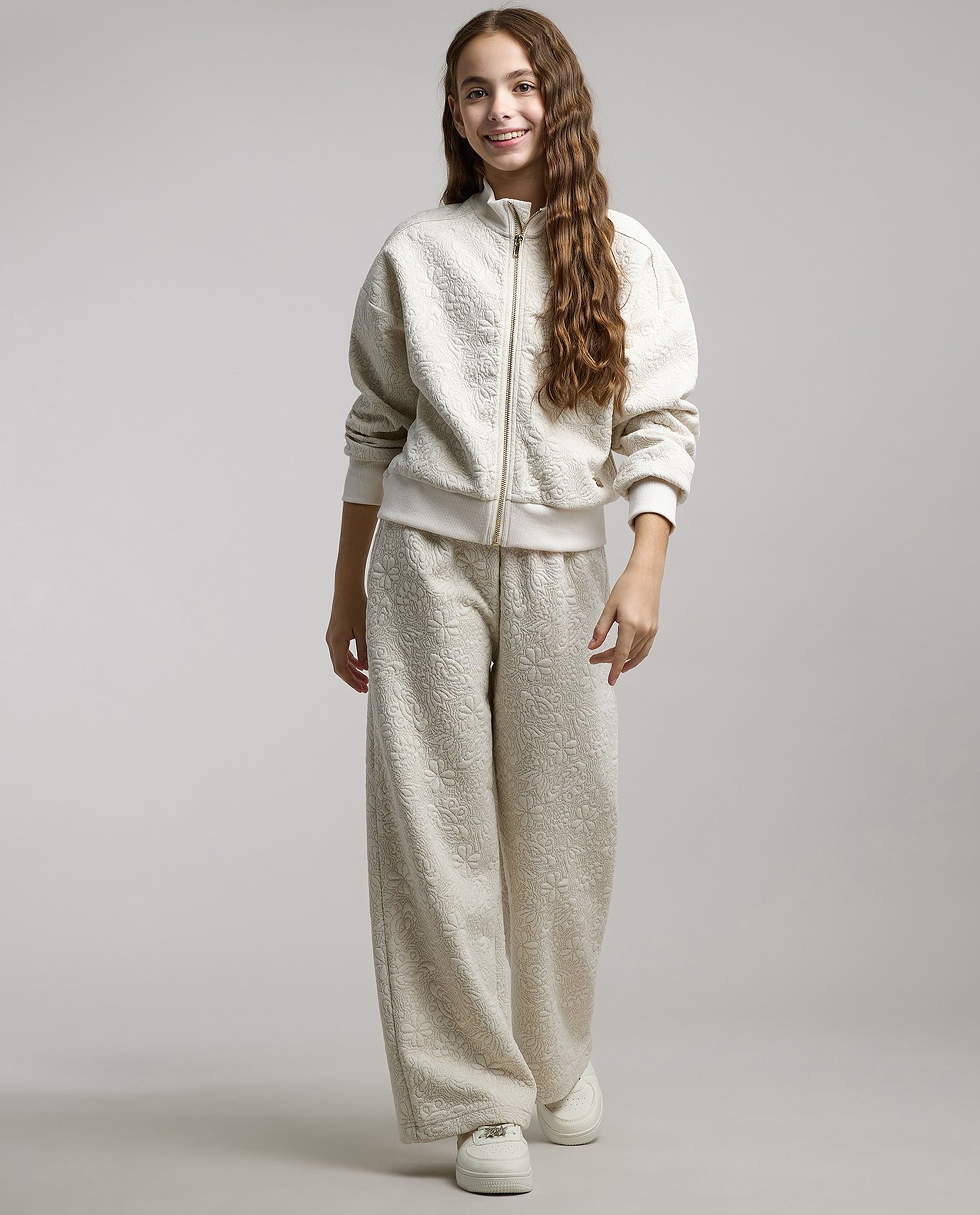 Self Patterned Jacket and Pant Set