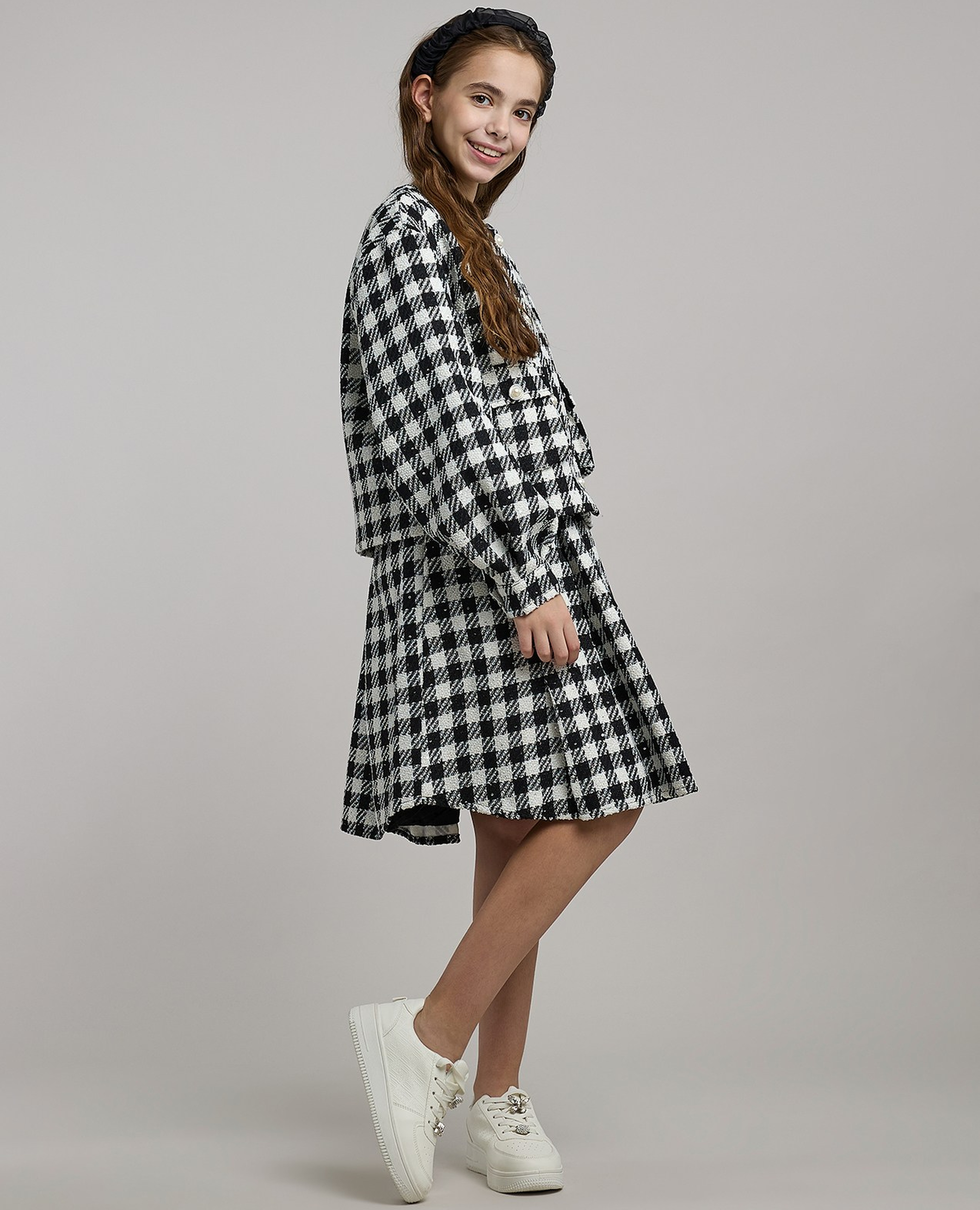 تنورة بليسيه كاروهات بخصر مطاطي