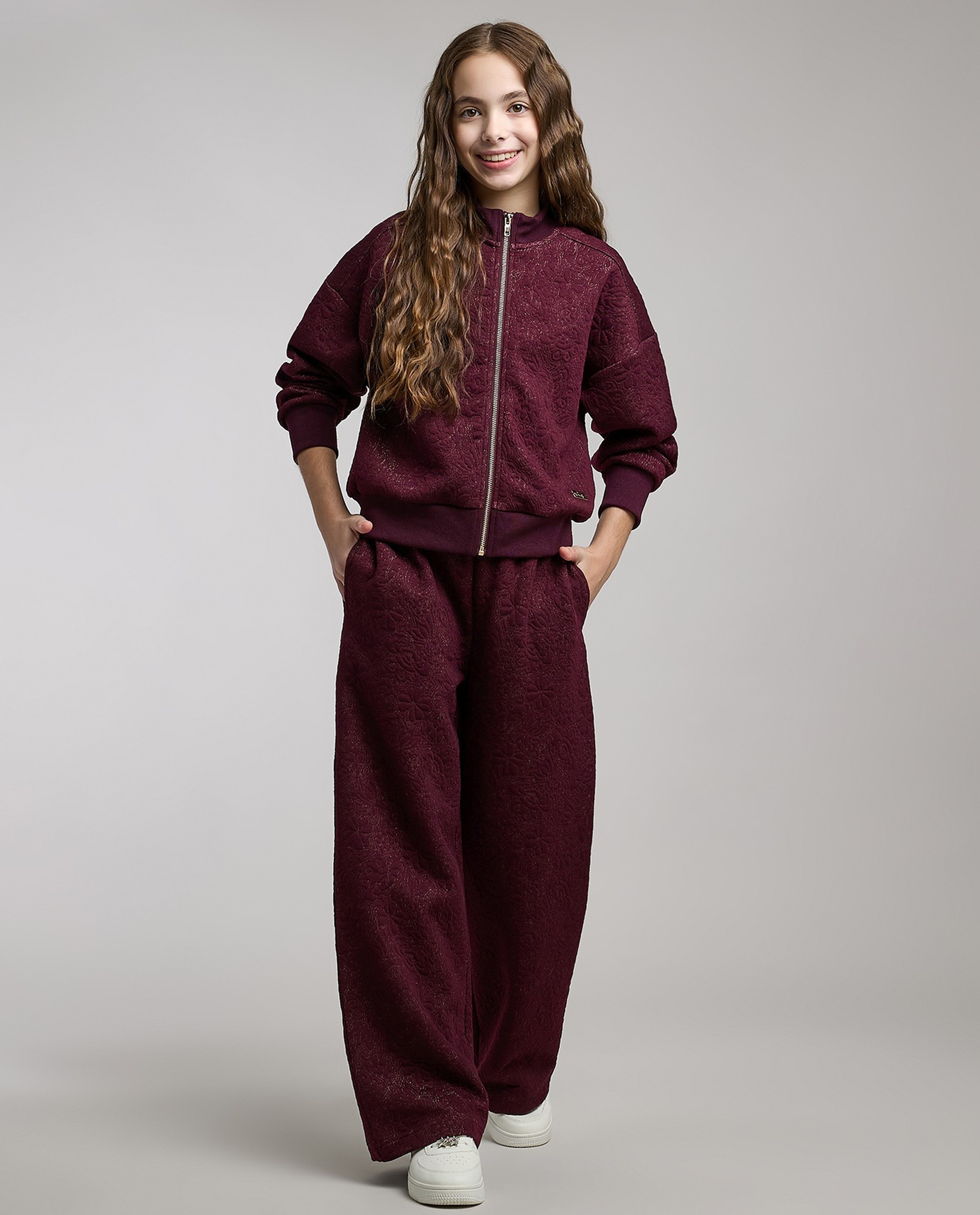 Self Patterned Jacket and Pant Set