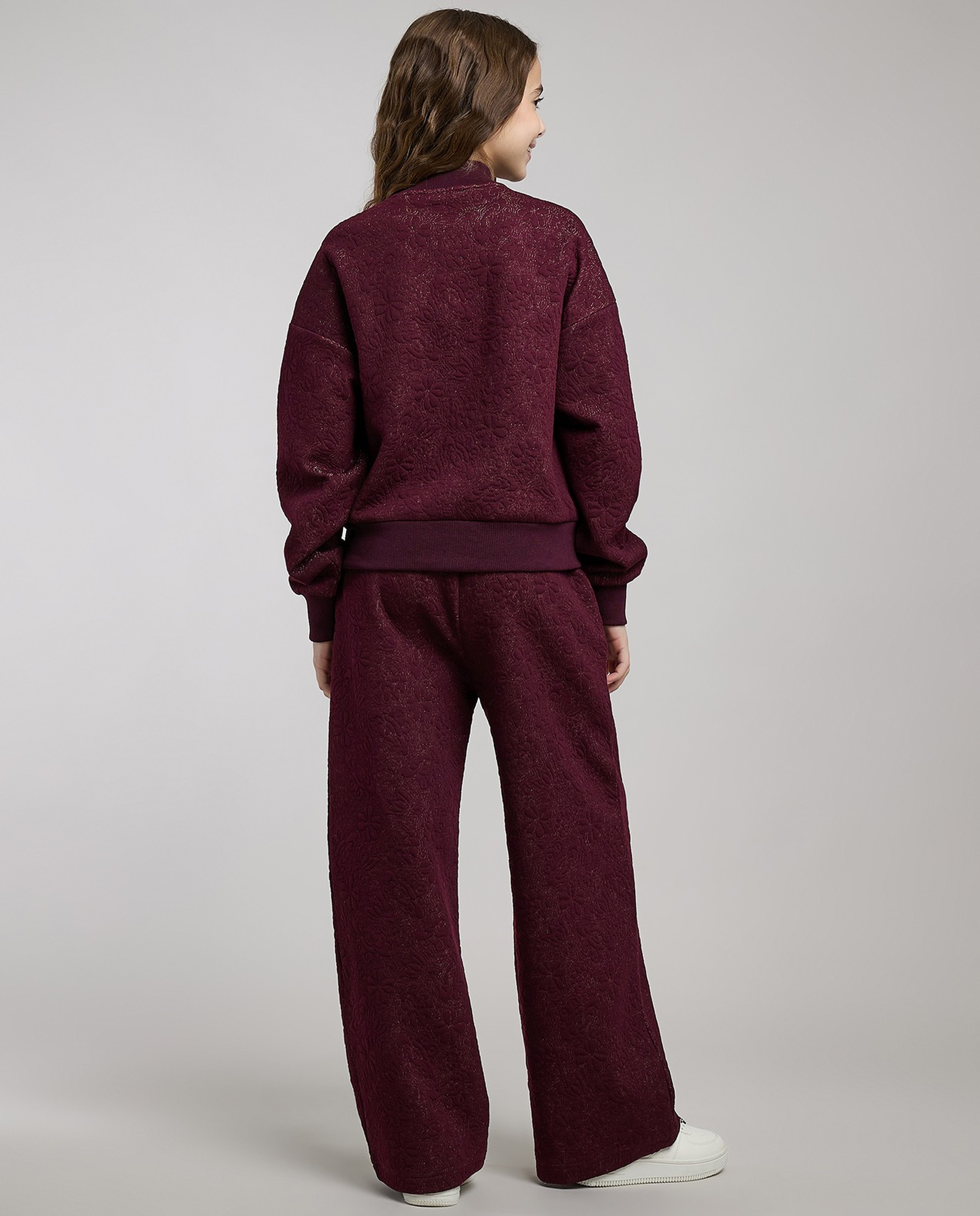 Self Patterned Jacket and Pant Set