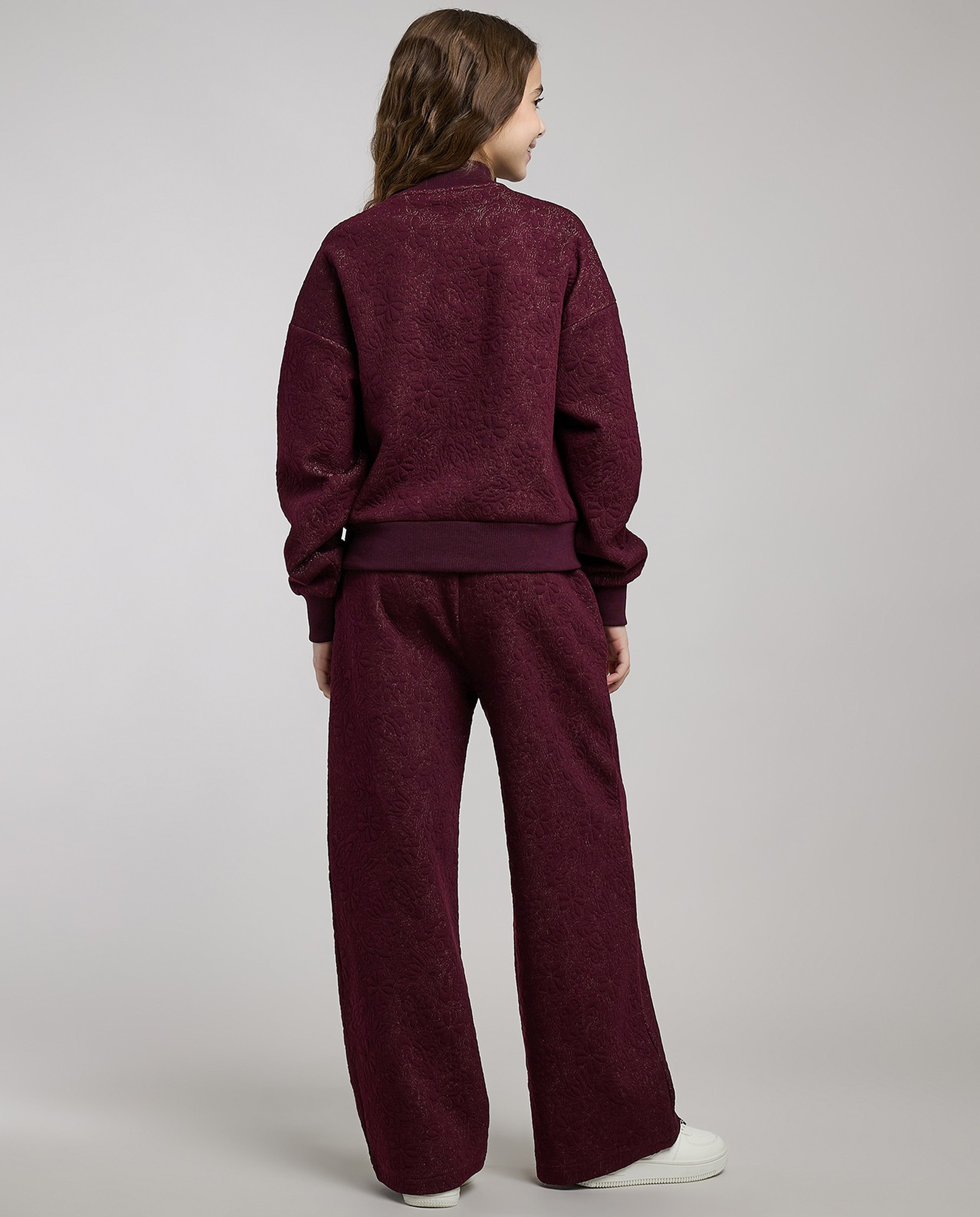 Self Patterned Jacket and Pant Set