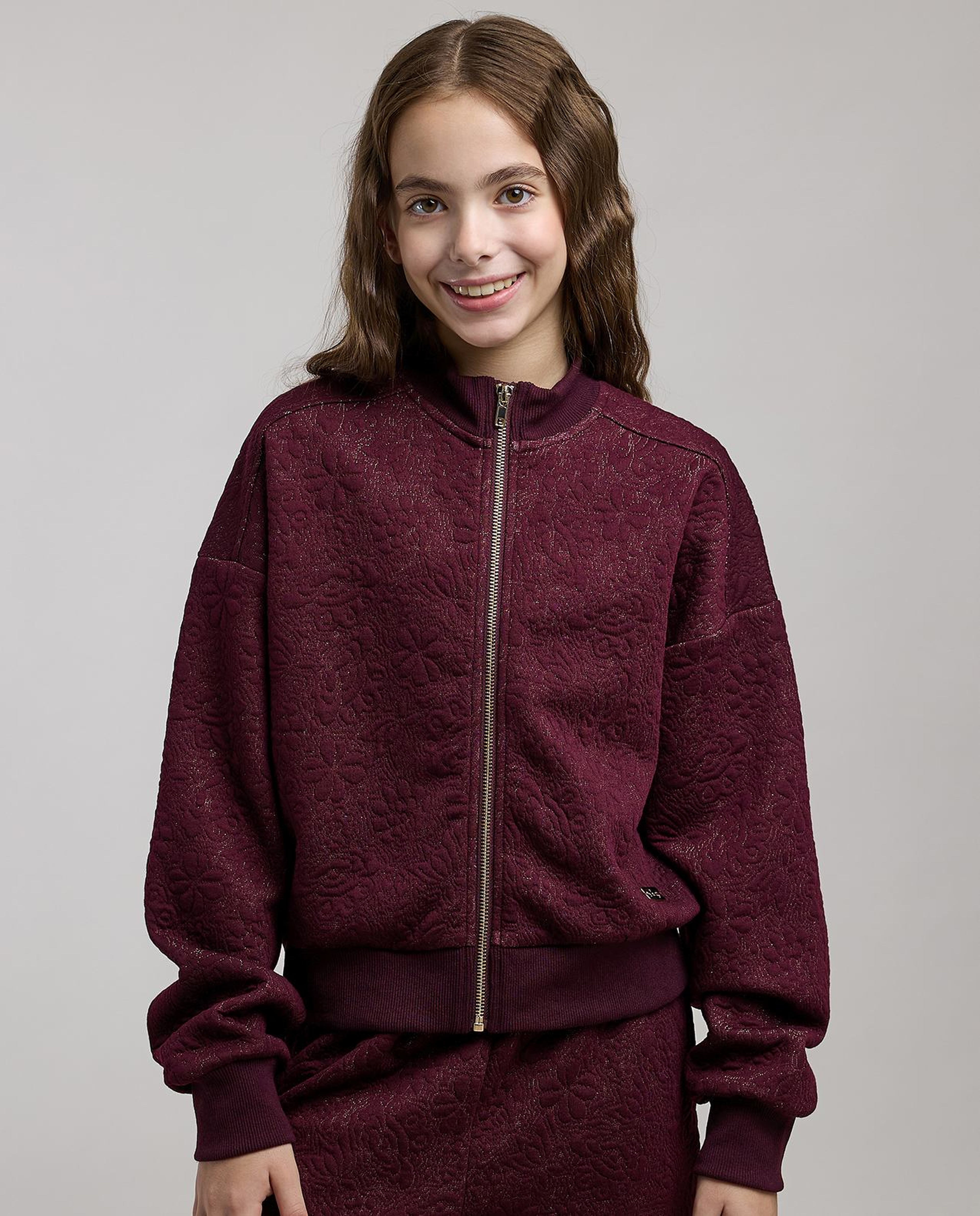 Self Patterned Jacket and Pant Set