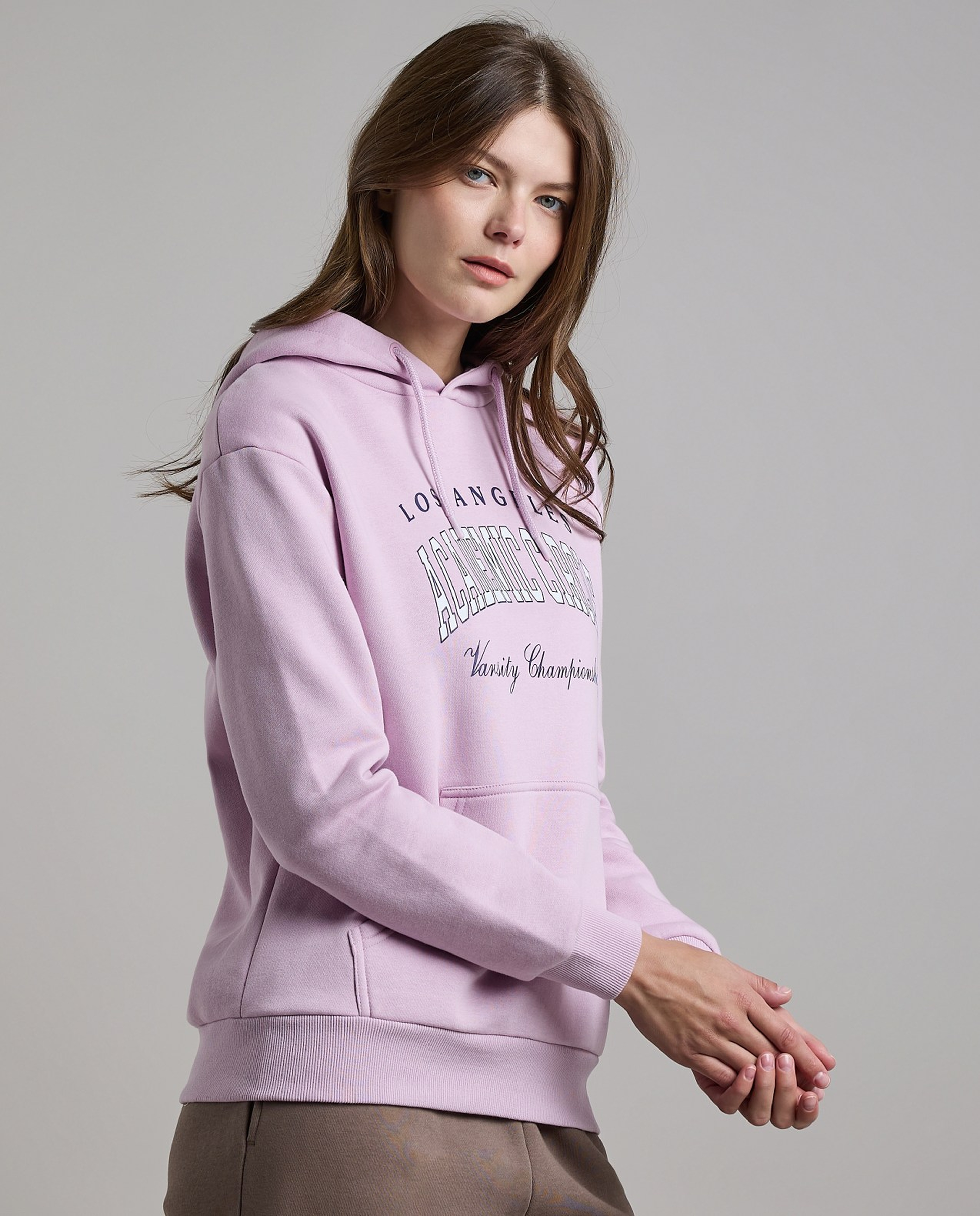 Printed Hoodie with Long Sleeves