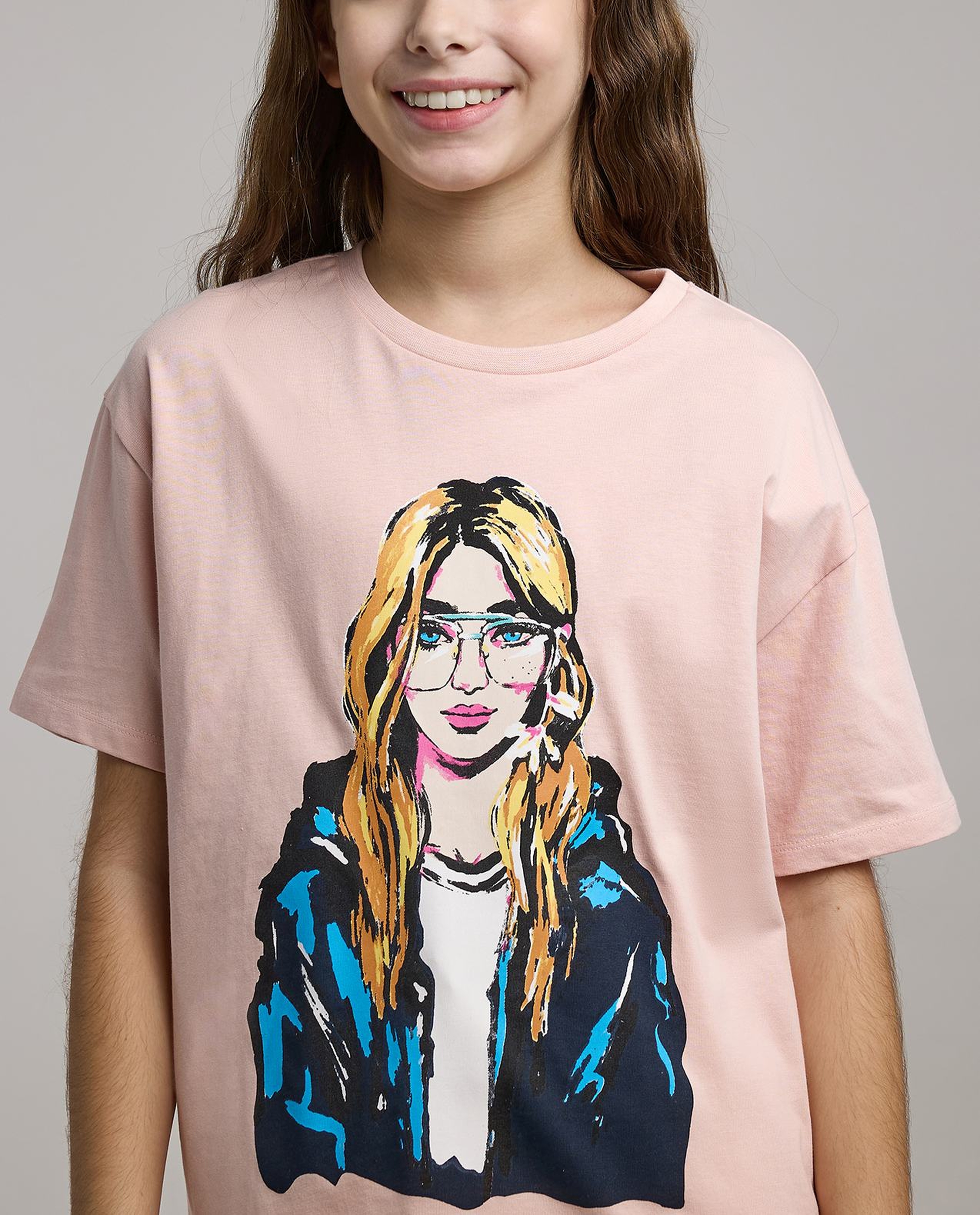 Printed T-Shirt with Crew Neck and Short Sleeves