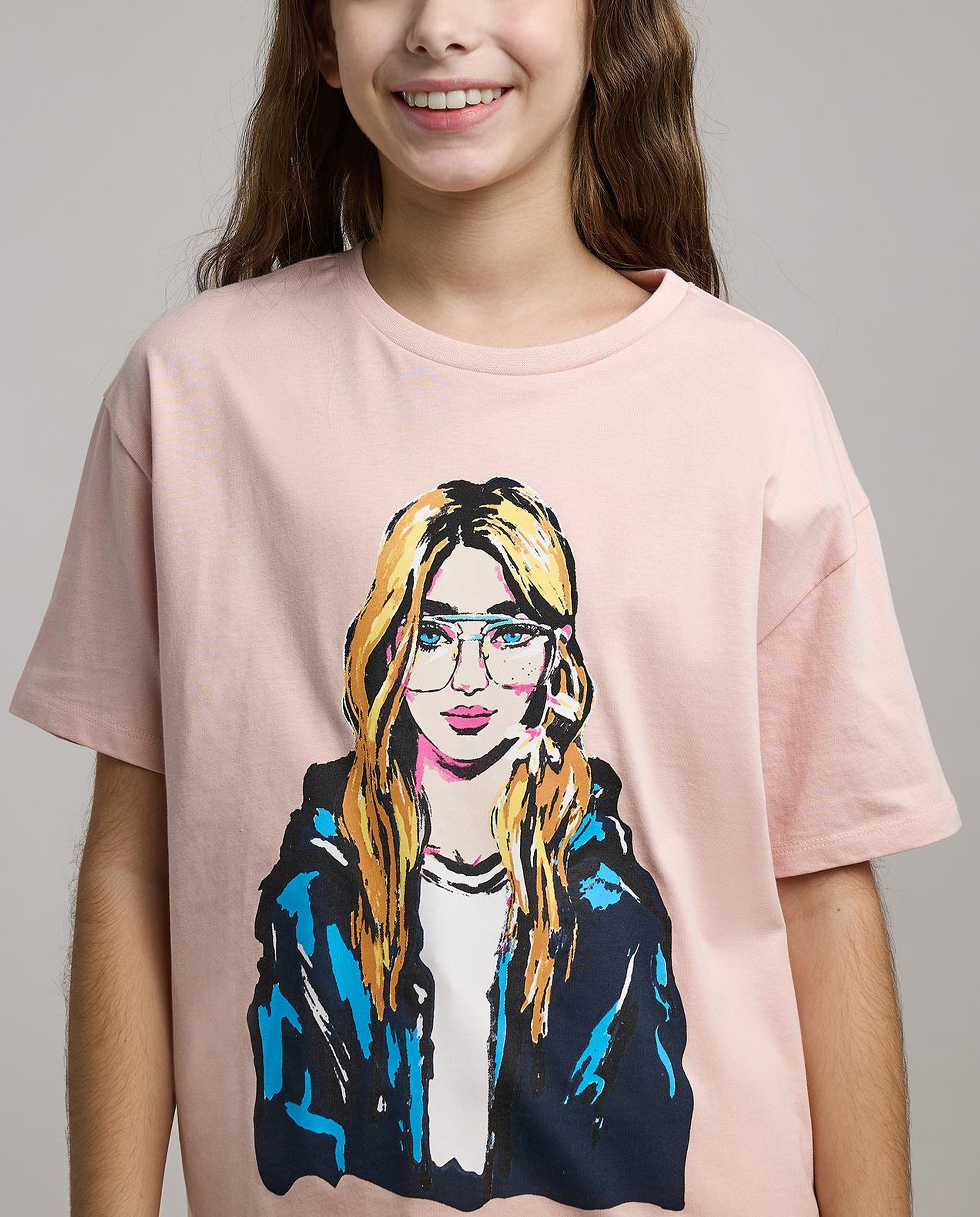 Printed T-Shirt with Crew Neck and Short Sleeves