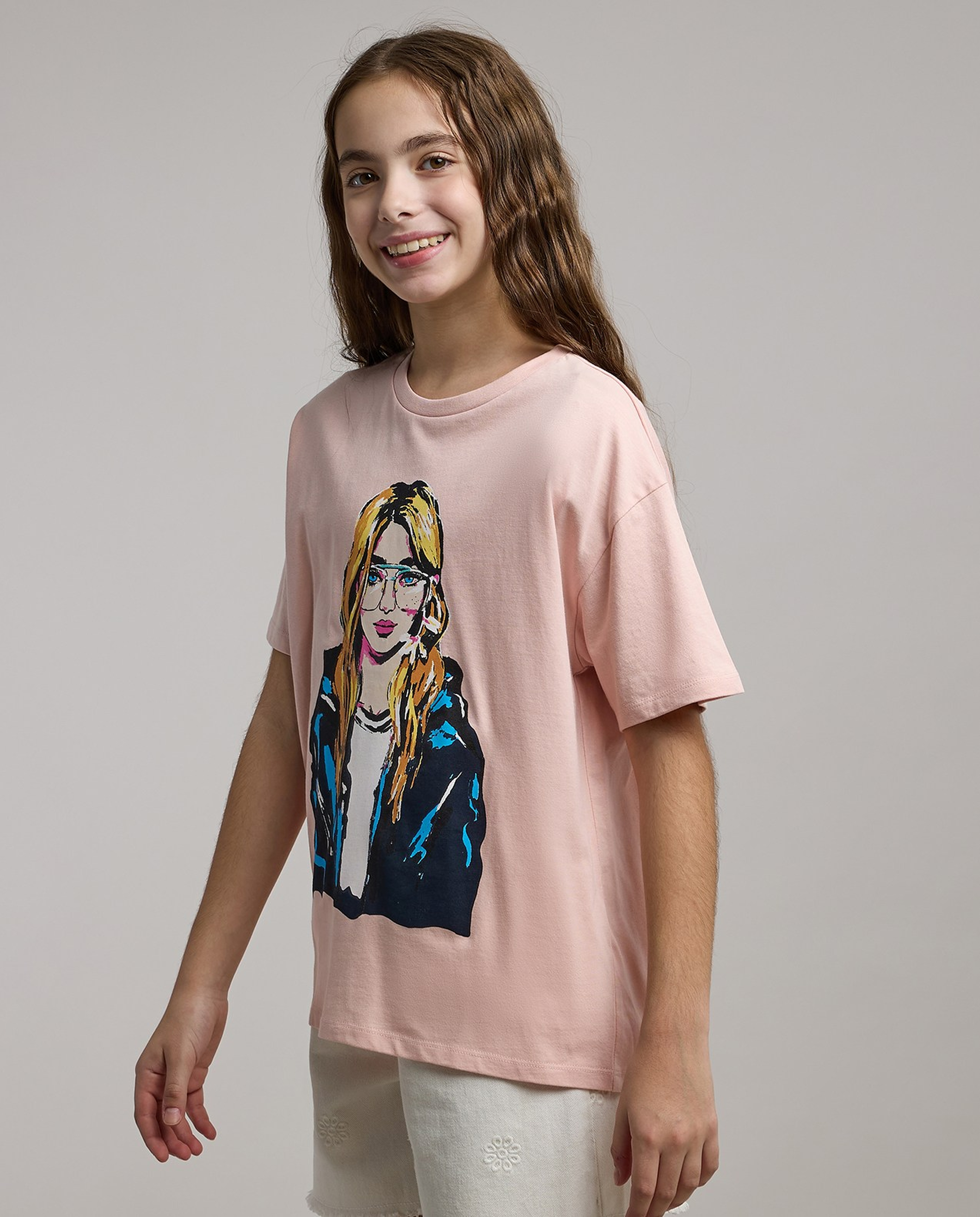 Printed T-Shirt with Crew Neck and Short Sleeves