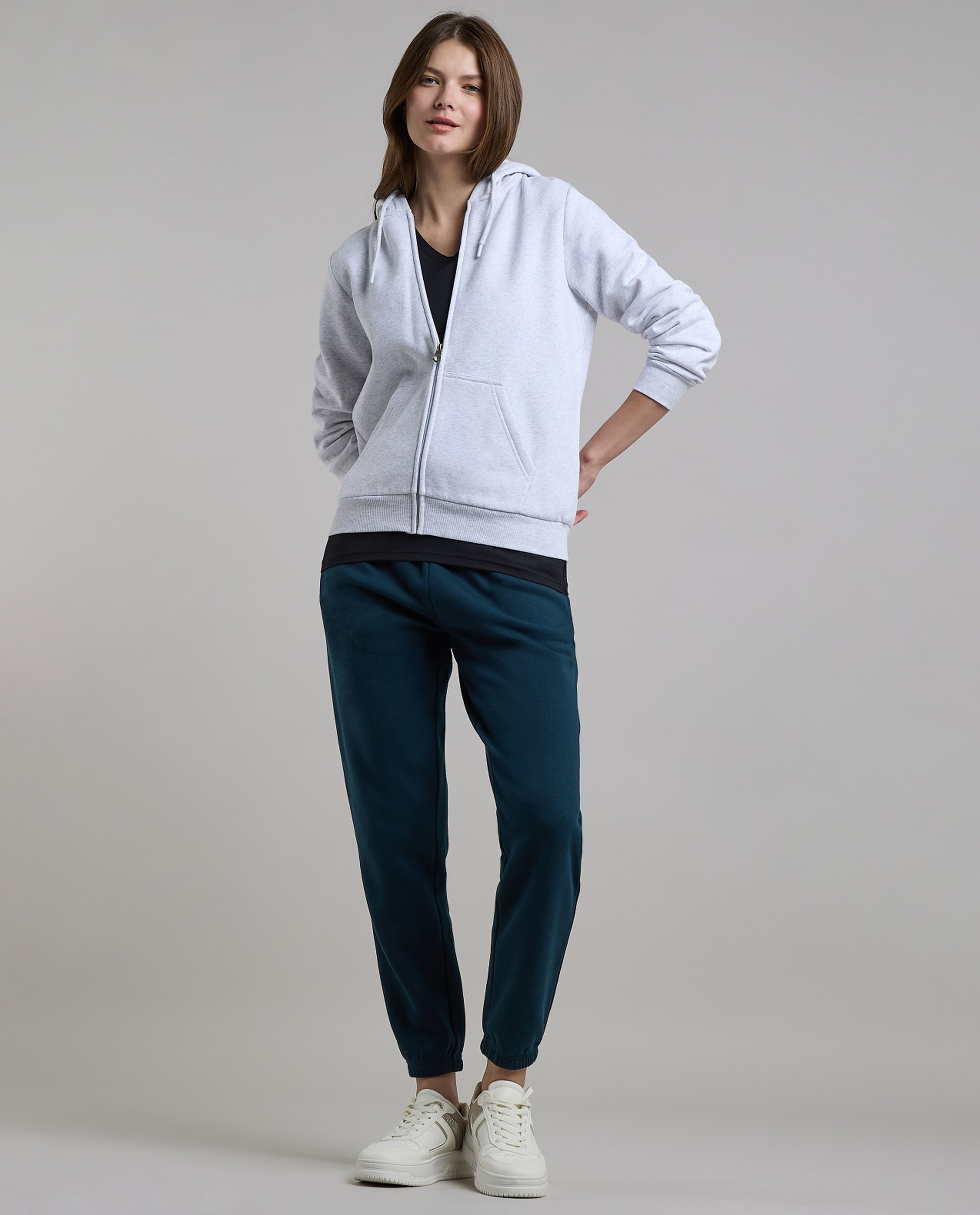 Solid Hooded Jacket with Long Sleeves