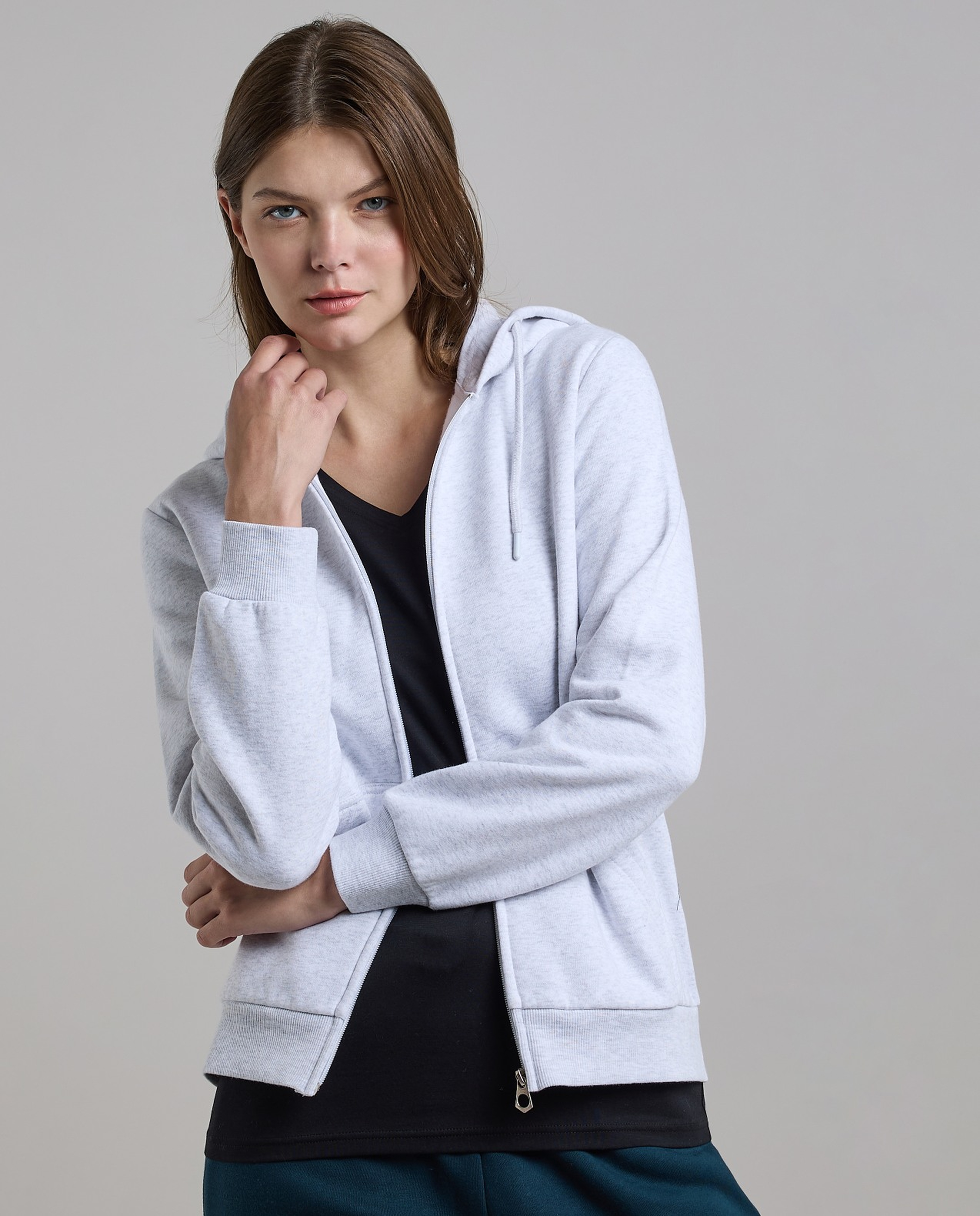 Solid Hooded Jacket with Long Sleeves