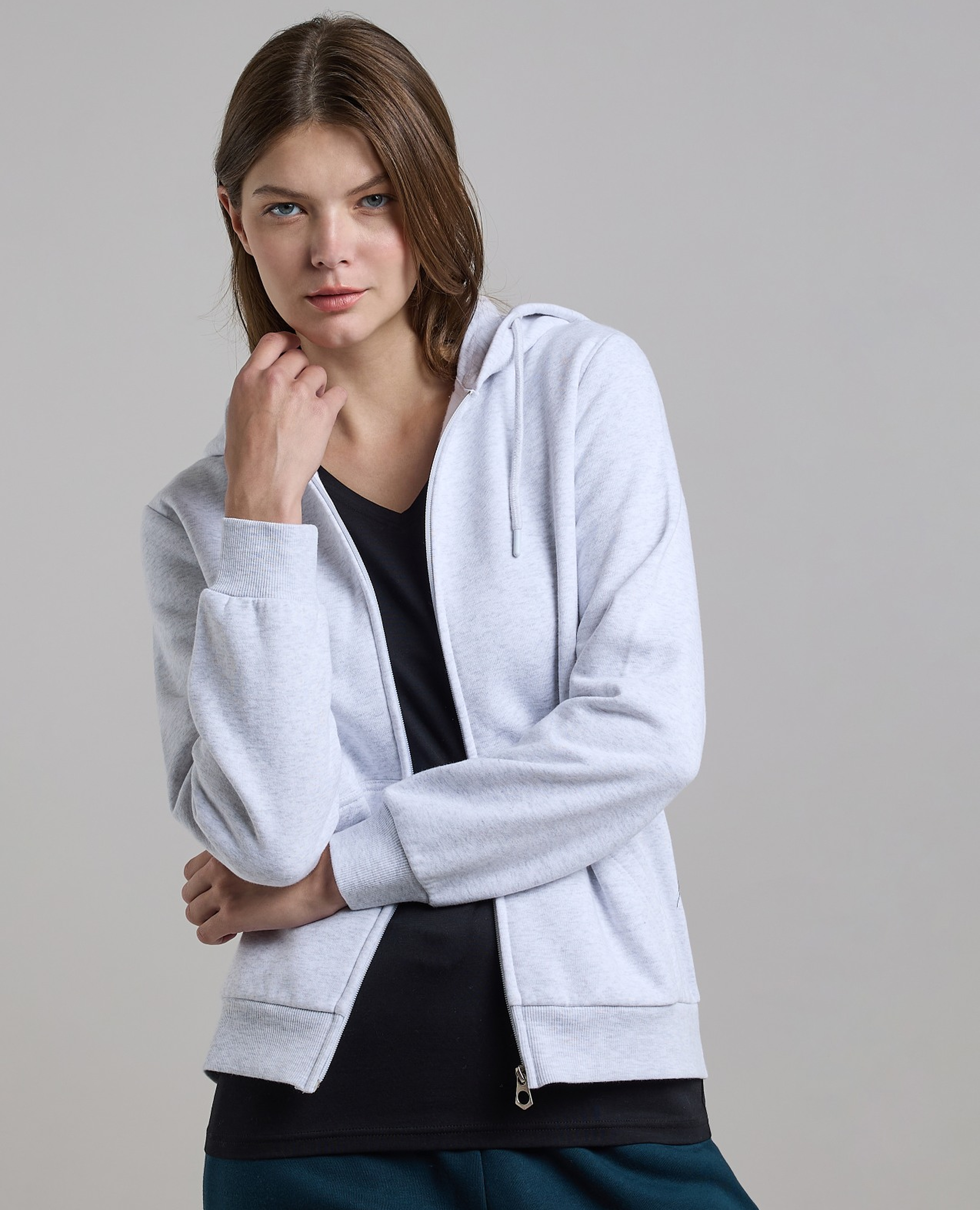 Solid Hooded Jacket with Long Sleeves