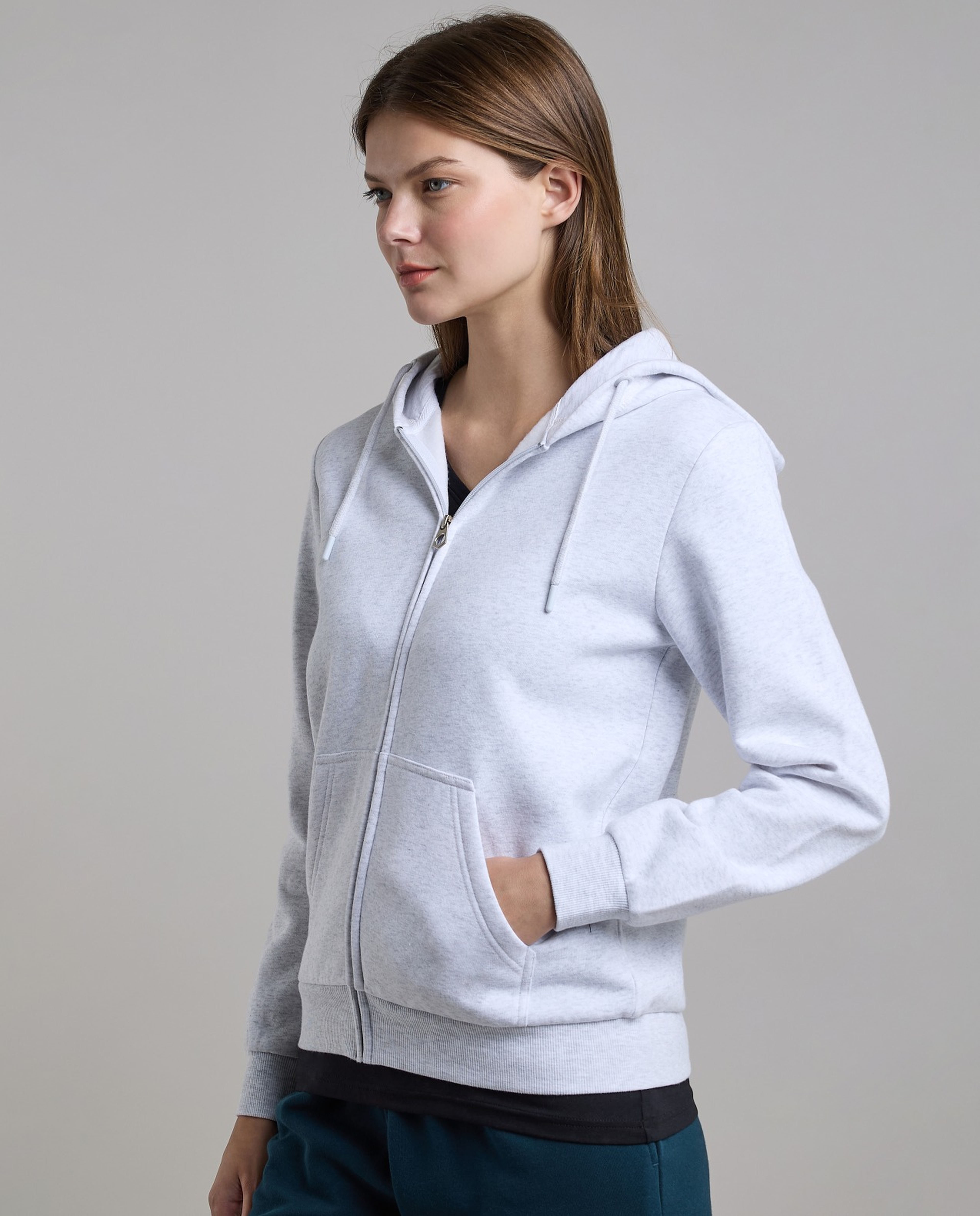 Solid Hooded Jacket with Long Sleeves
