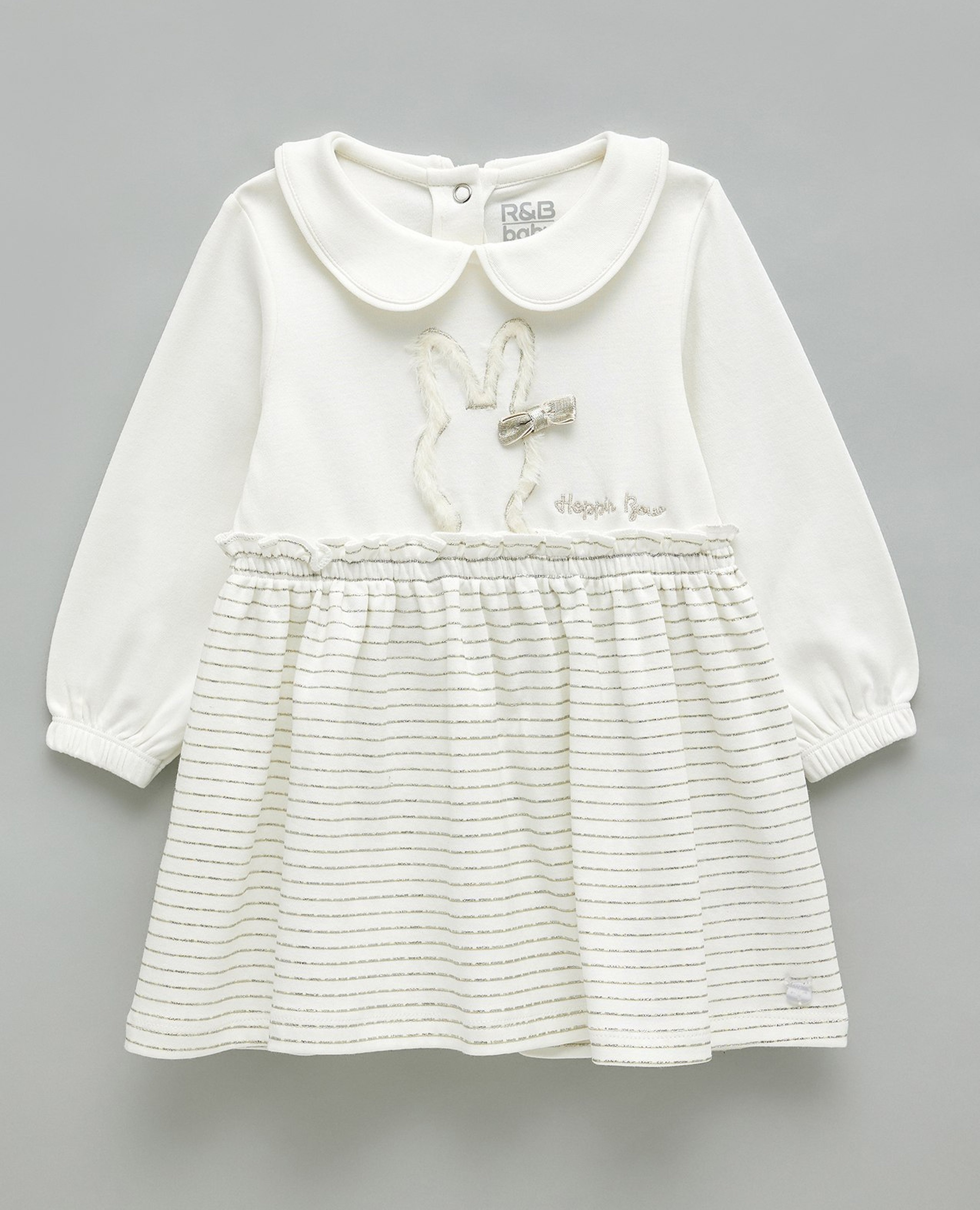 فستان إيه-لاين مزين بياقة بيبي وأكمام طويلة