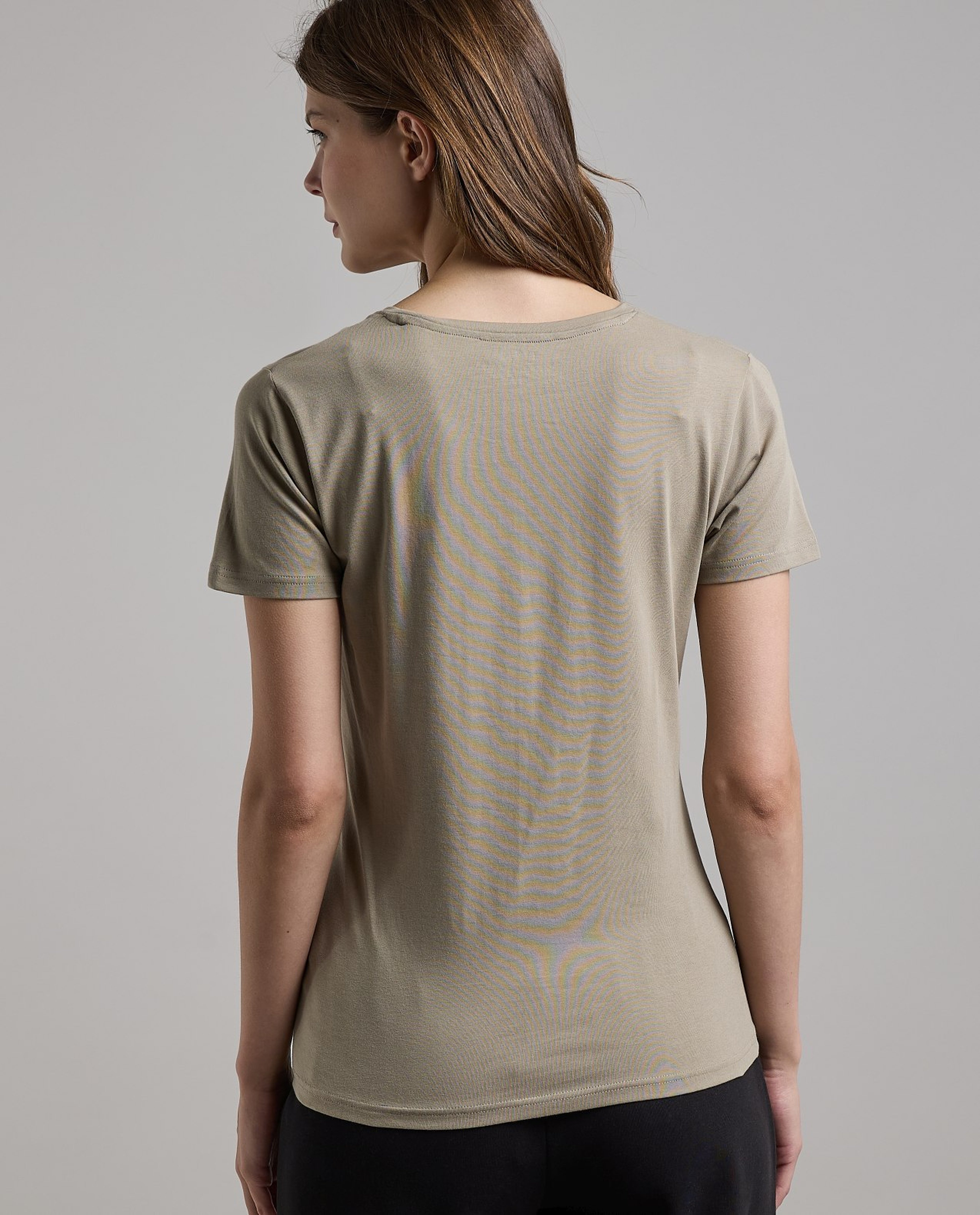 Solid T-Shirt with V-Neck and Short Sleeves