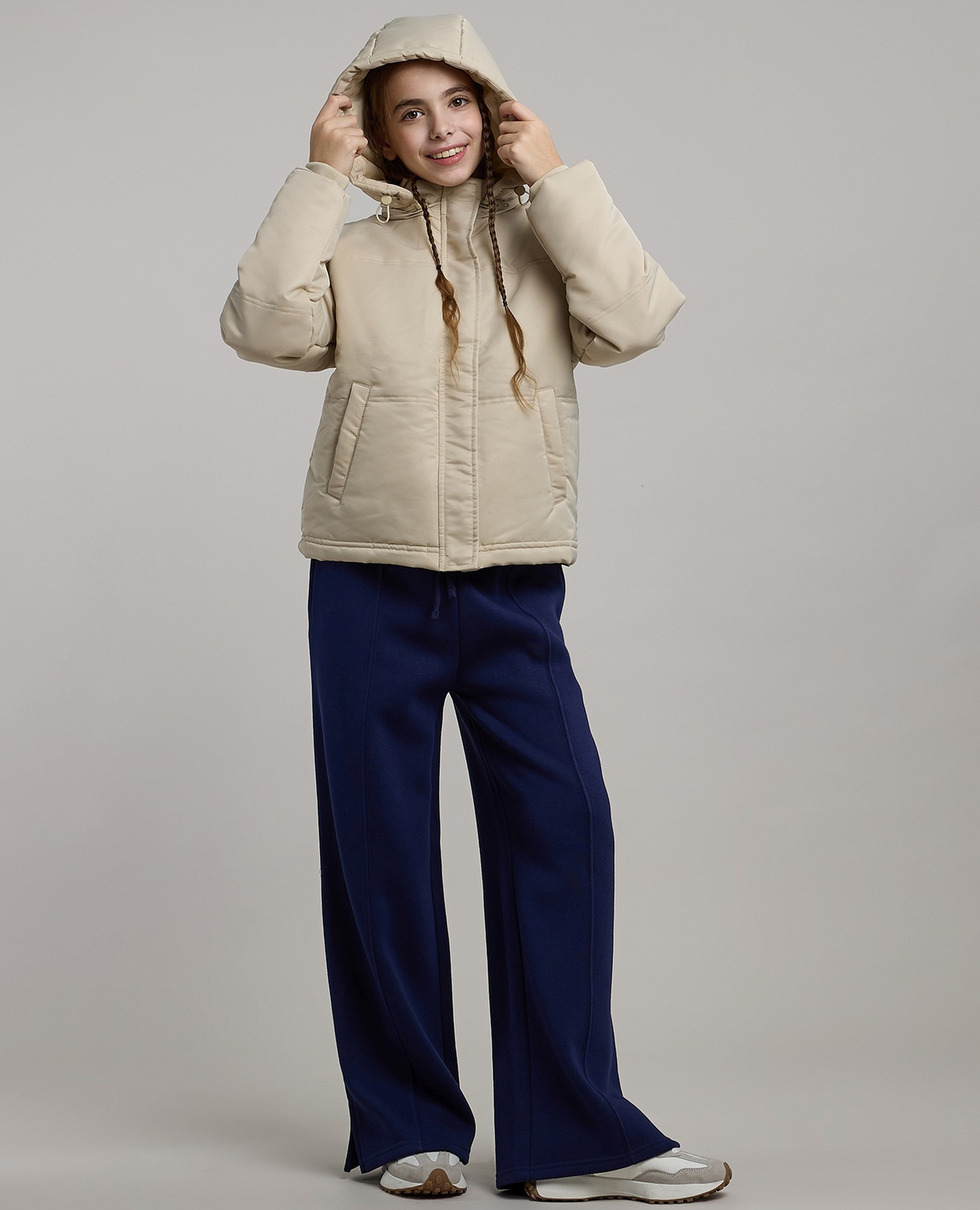 Solid Hooded Jacket with Long Sleeves