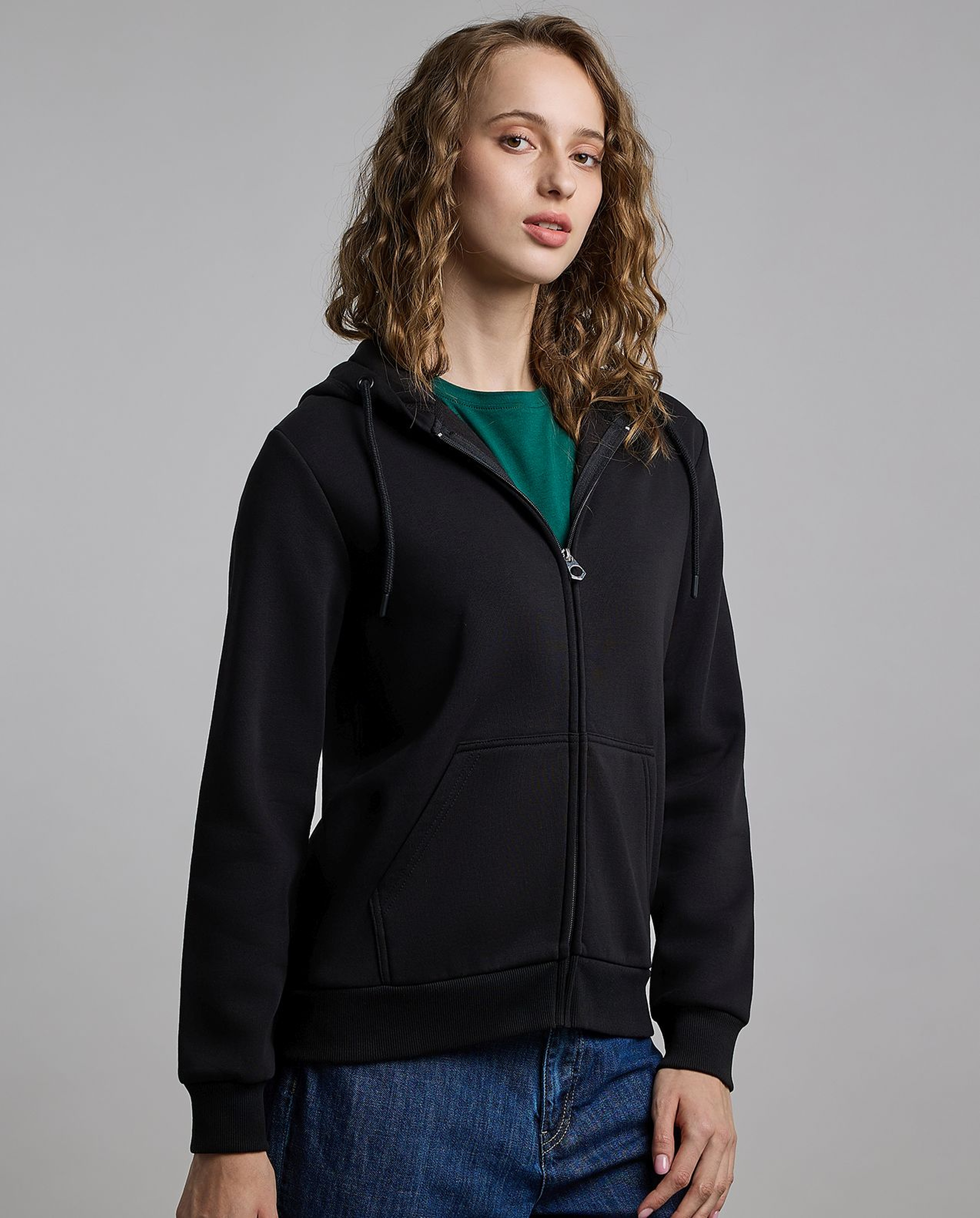 Solid Hooded Jacket with Long Sleeves