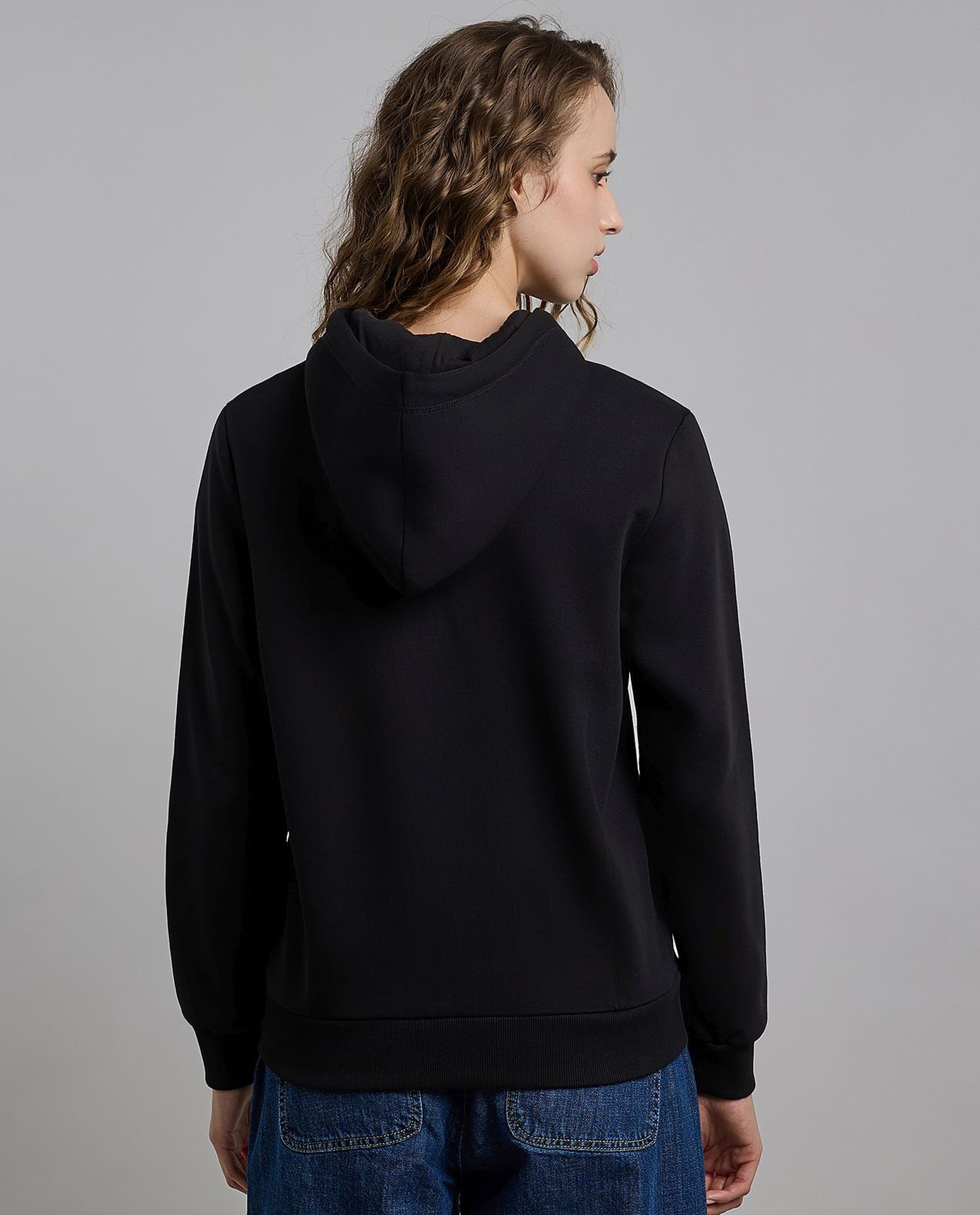 Solid Hooded Jacket with Long Sleeves