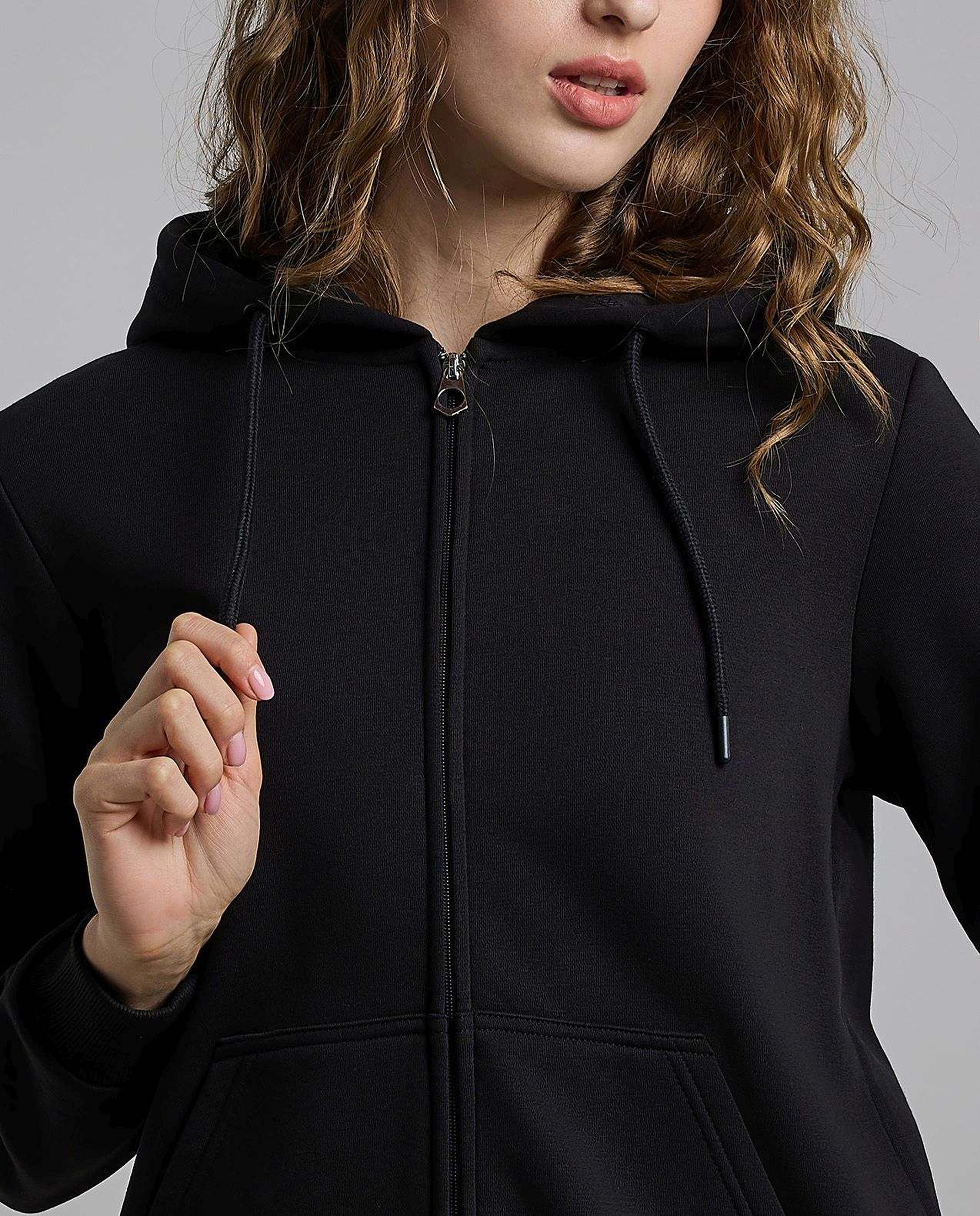Solid Hooded Jacket with Long Sleeves