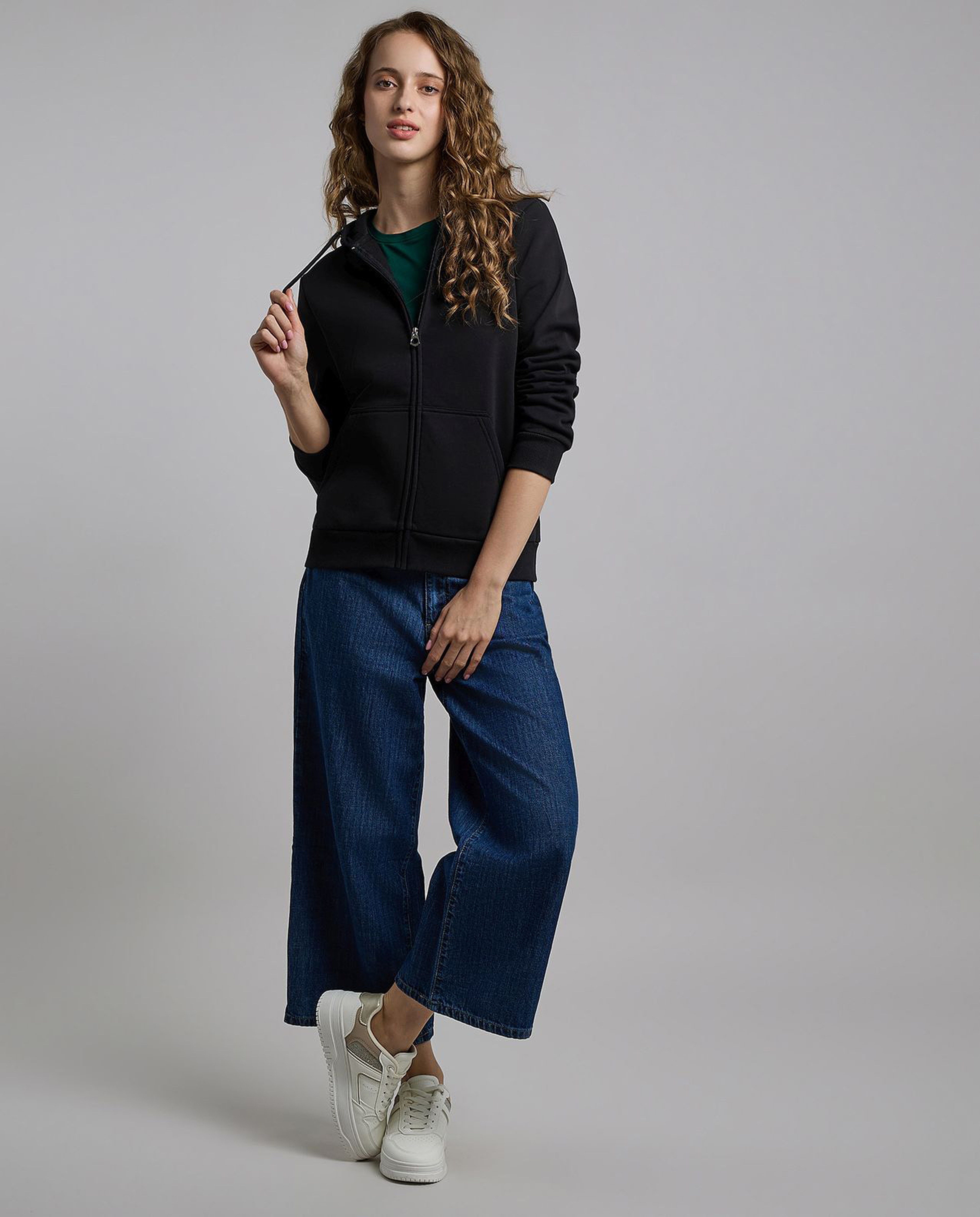 Solid Hooded Jacket with Long Sleeves