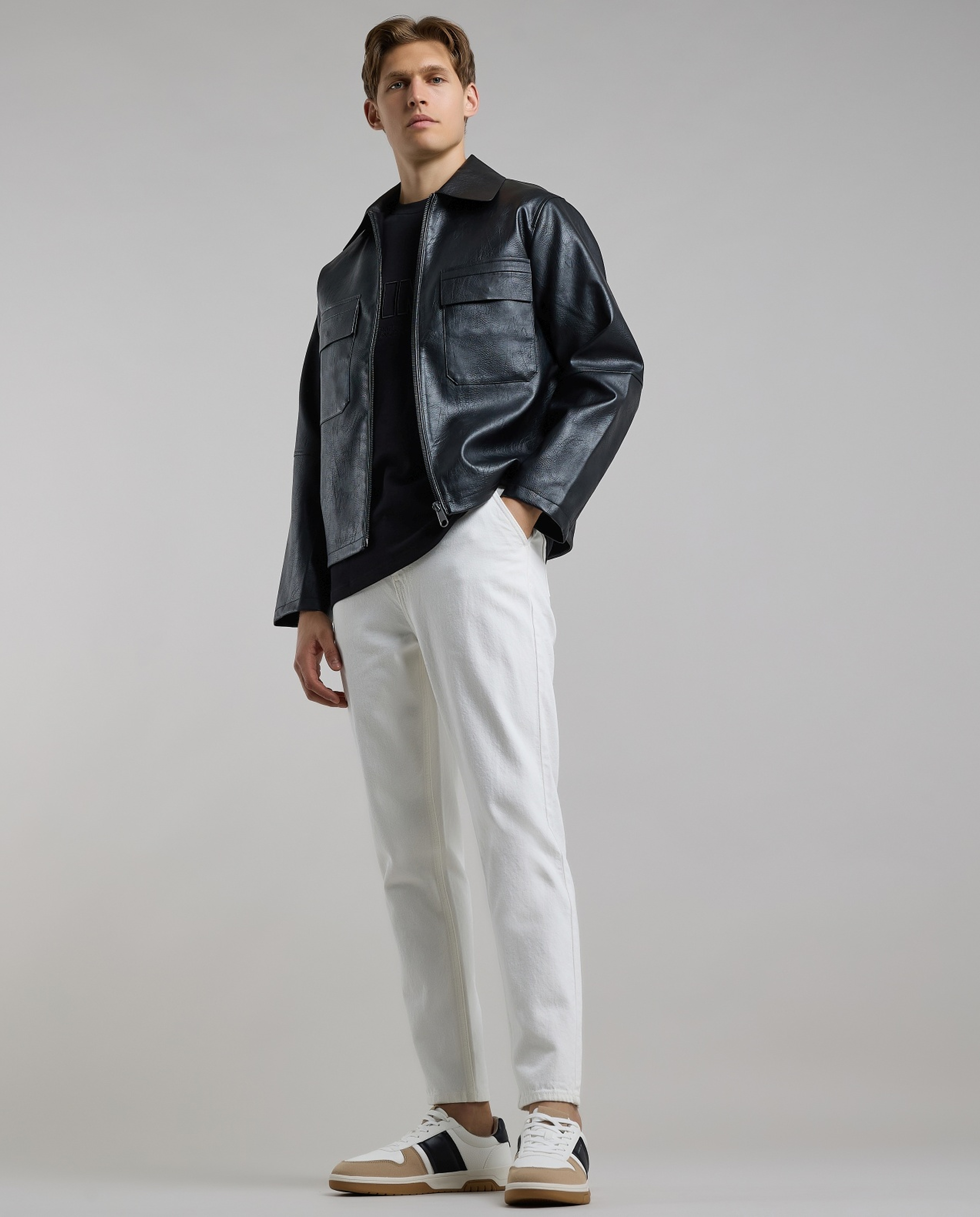 Solid Relaxed Fit Jeans with Button Closure