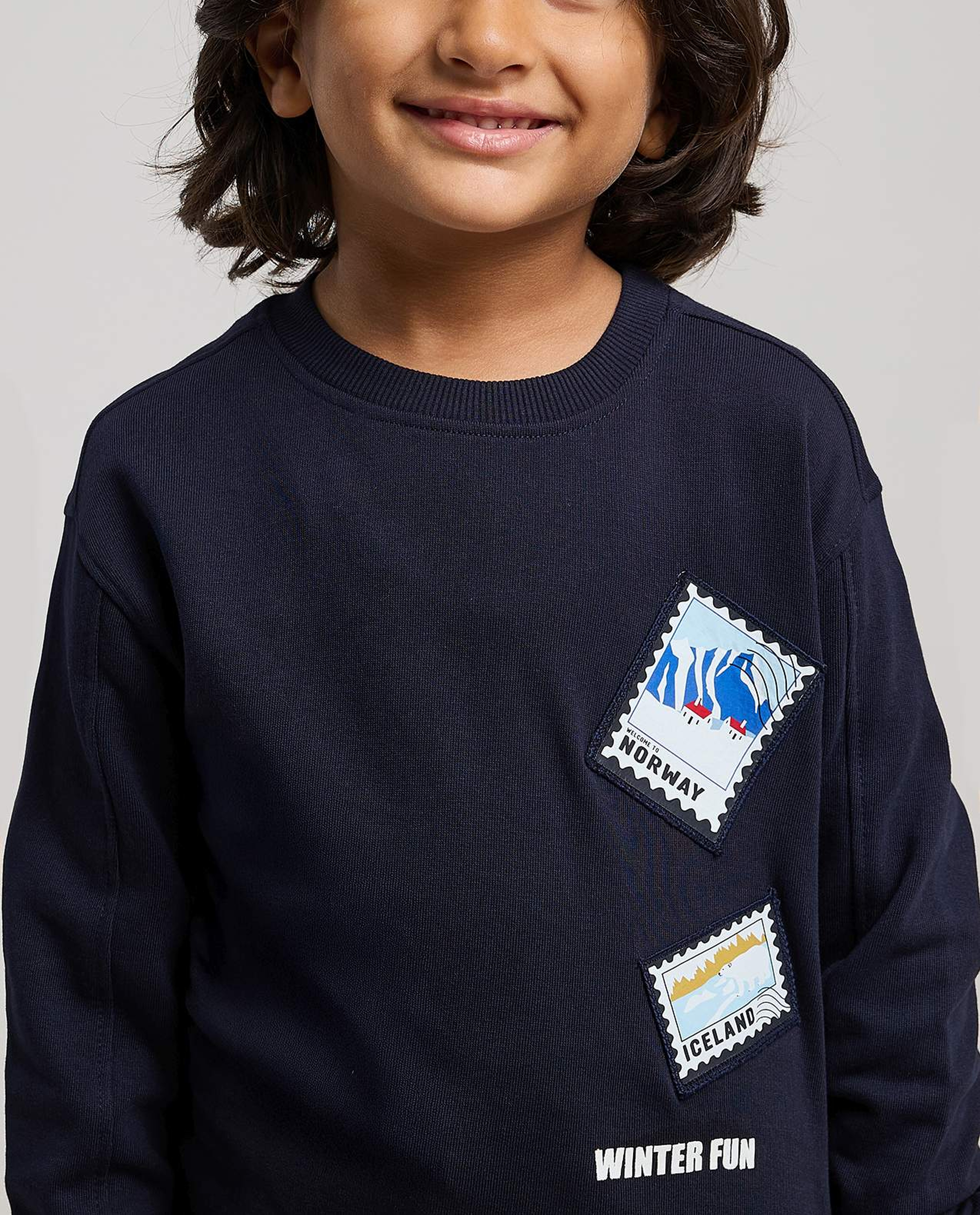 Back Printed Sweatshirt with Crew Neck and Long Sleeves