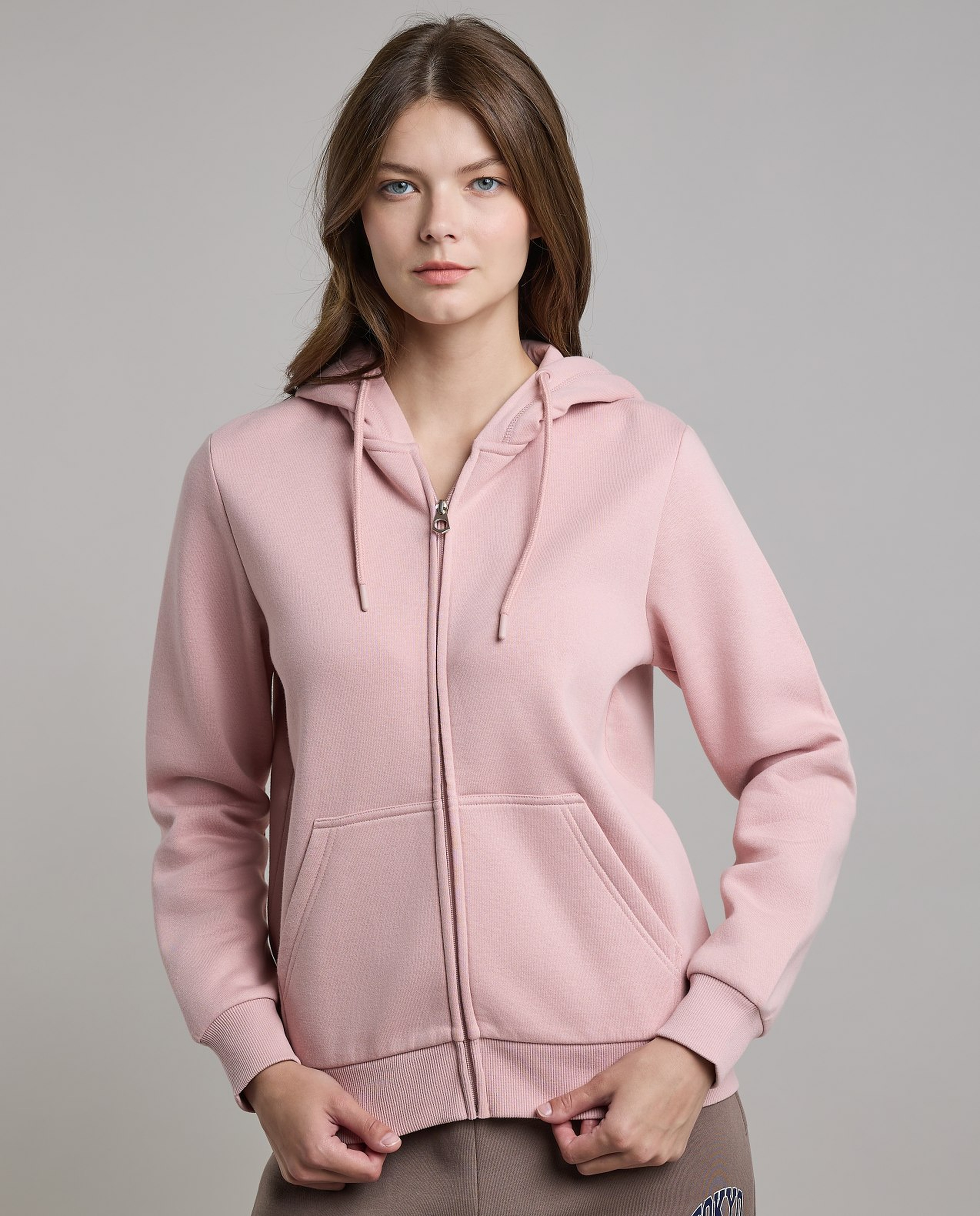 Solid Hooded Jacket with Long Sleeves