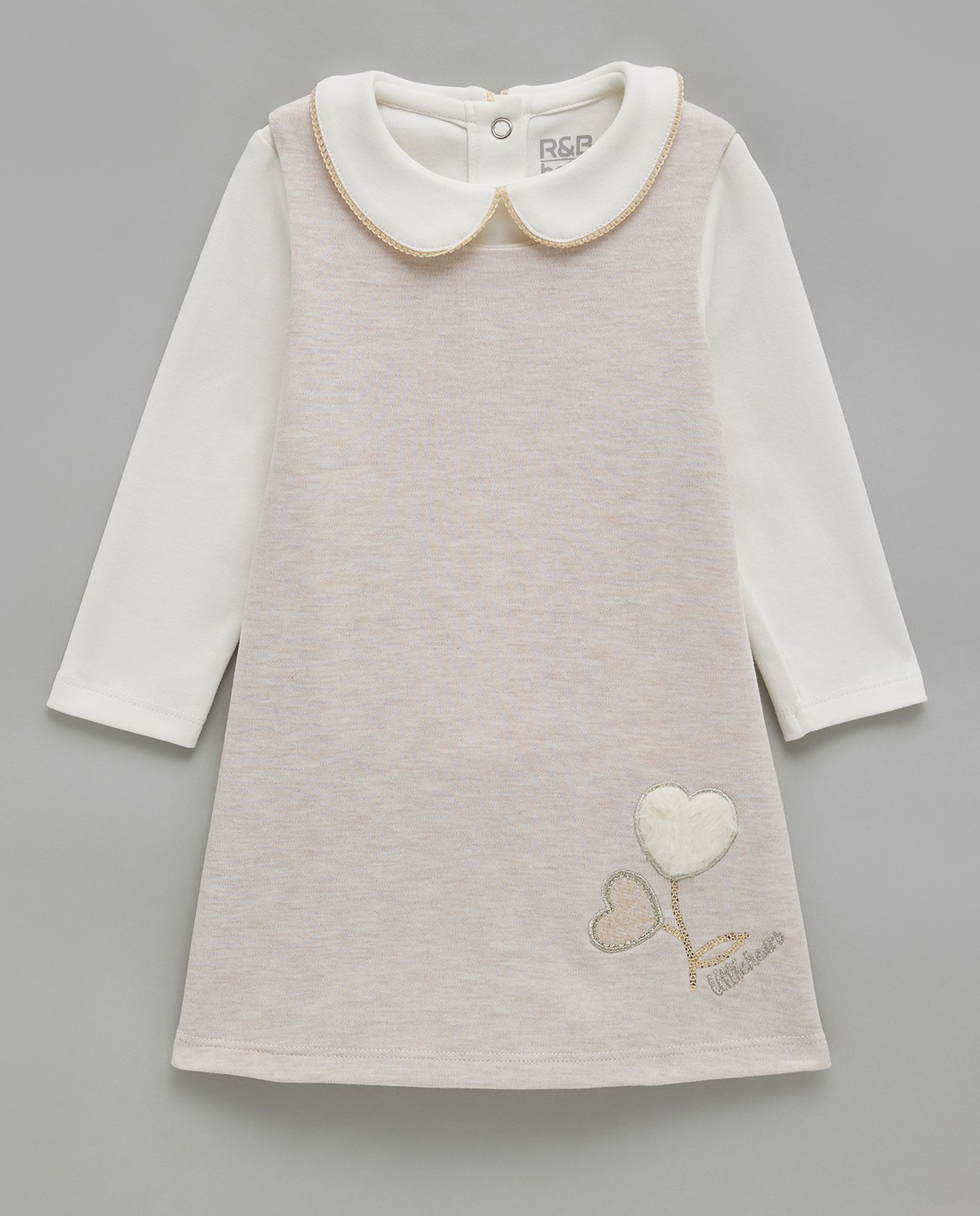 Solid Top and Pinafore Dress Set