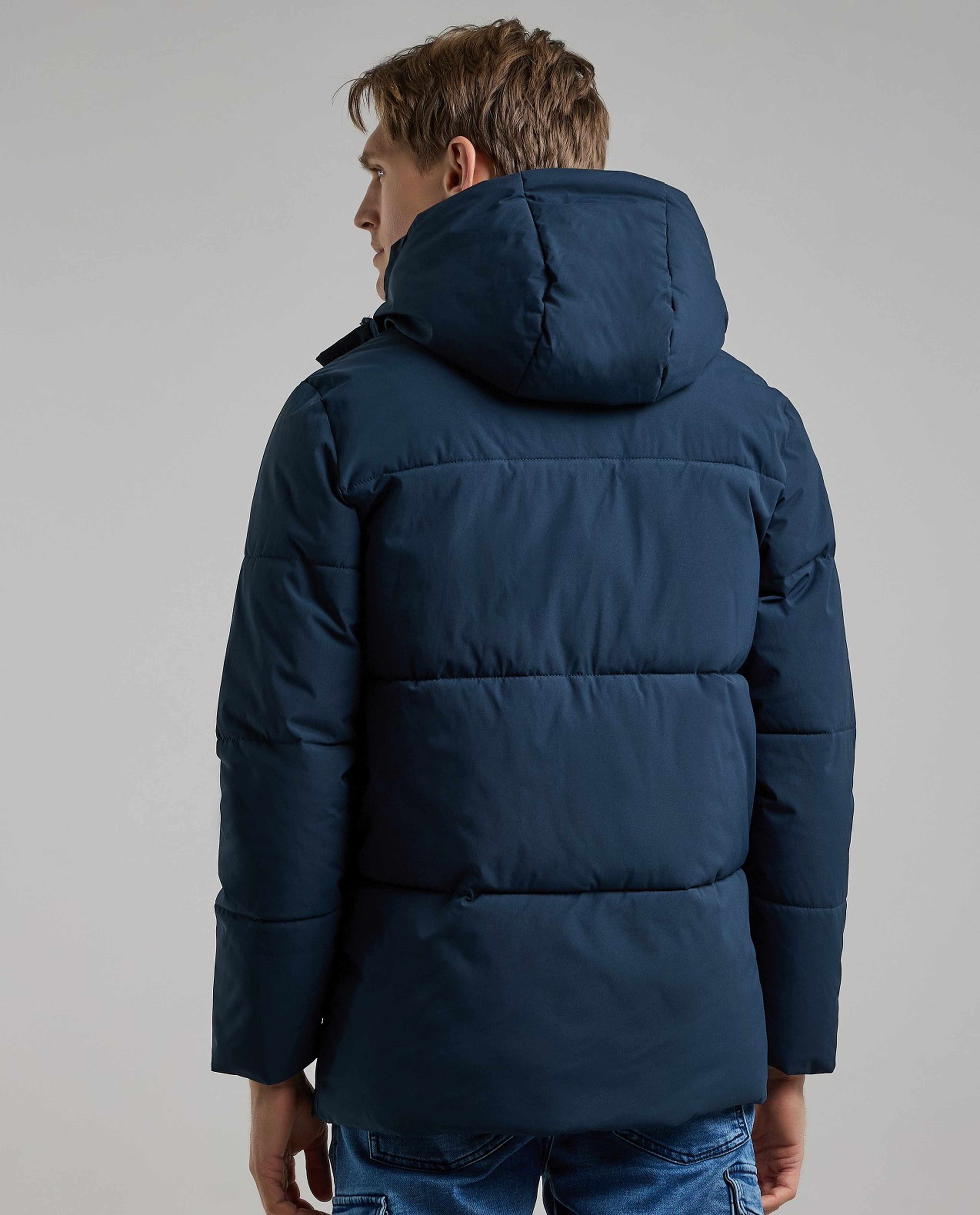 Zippered Hooded Puffer Jacket with Long Sleeves