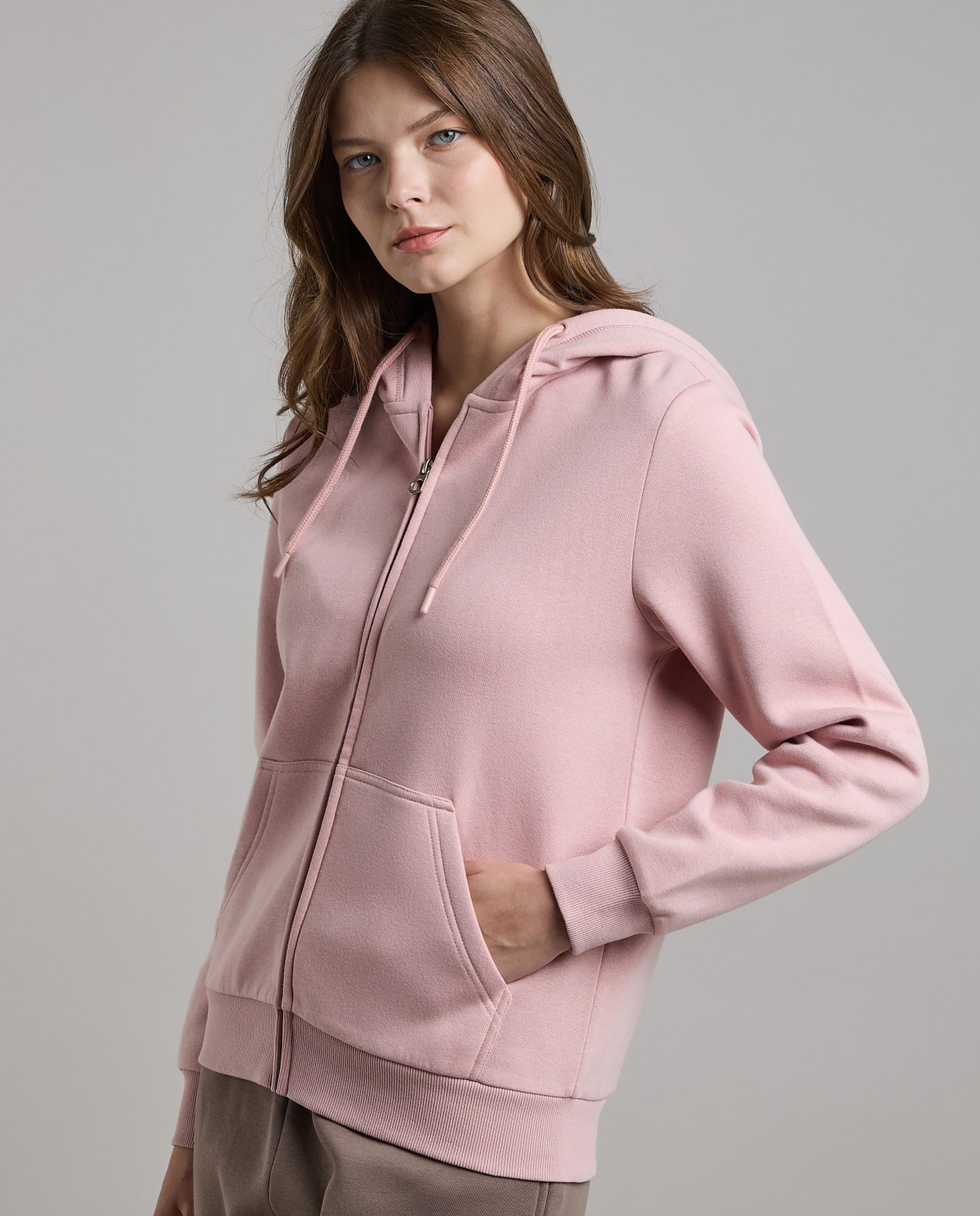 Solid Hooded Jacket with Long Sleeves