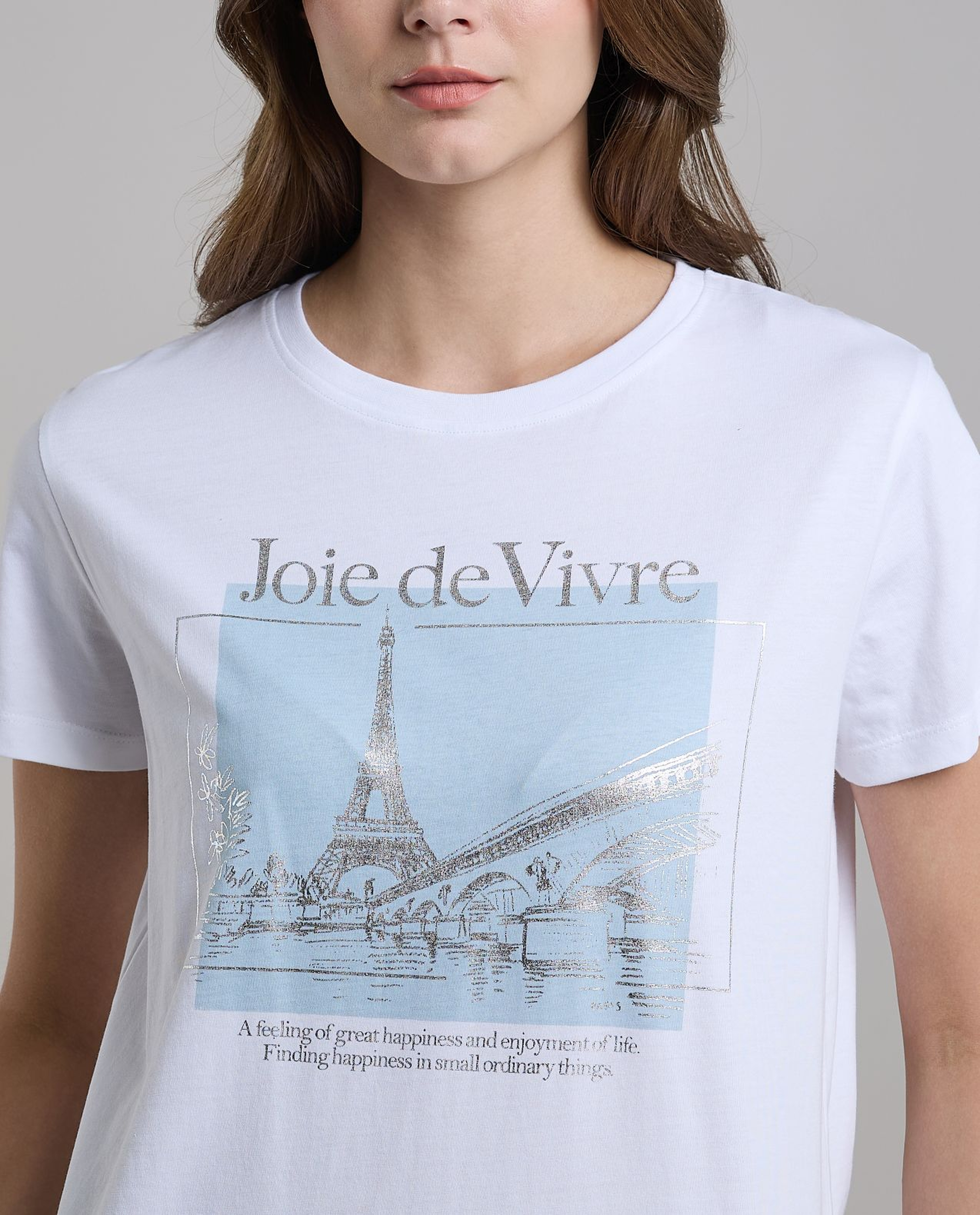 Printed T-Shirt with Crew Neck and Short Sleeves