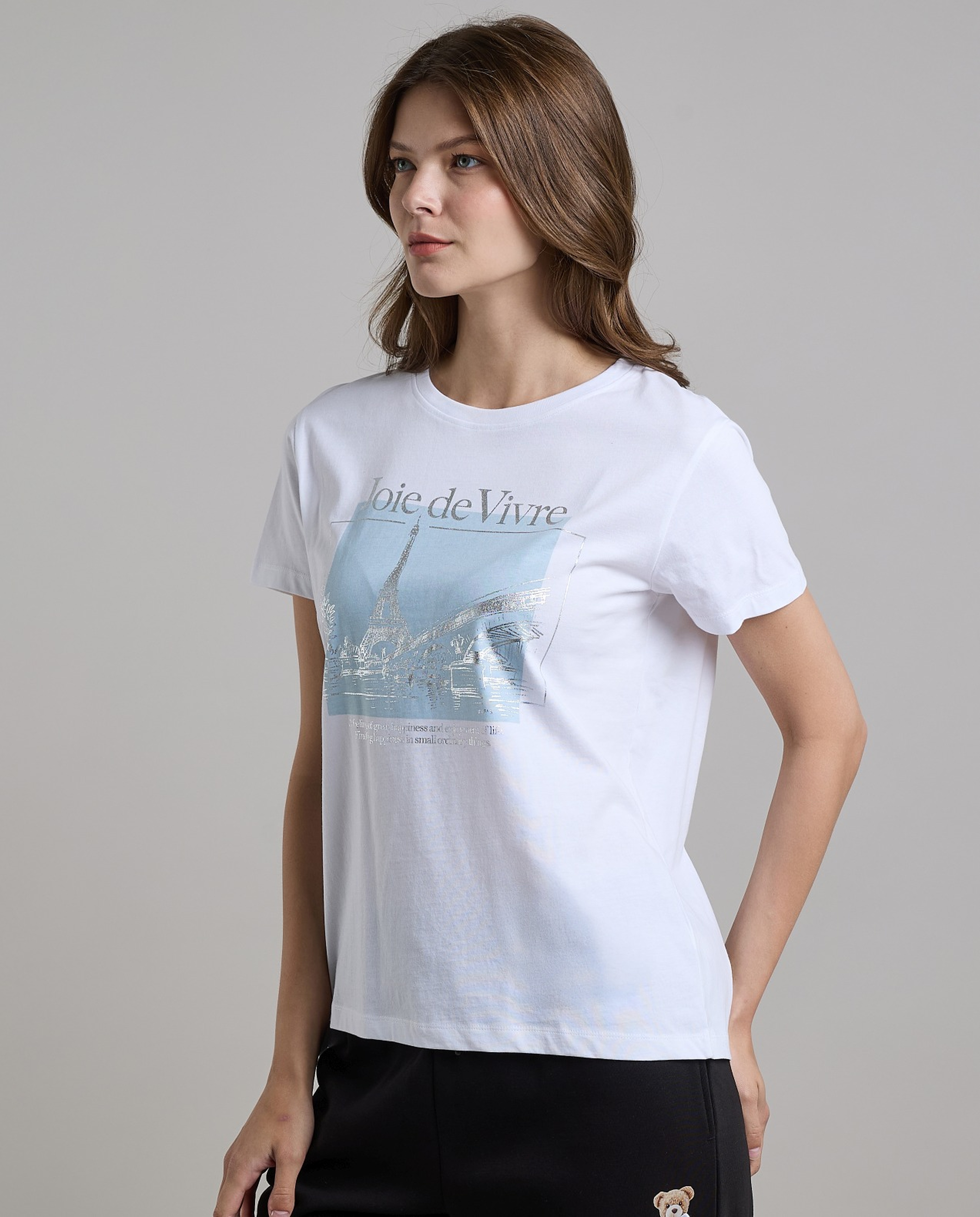 Printed T-Shirt with Crew Neck and Short Sleeves