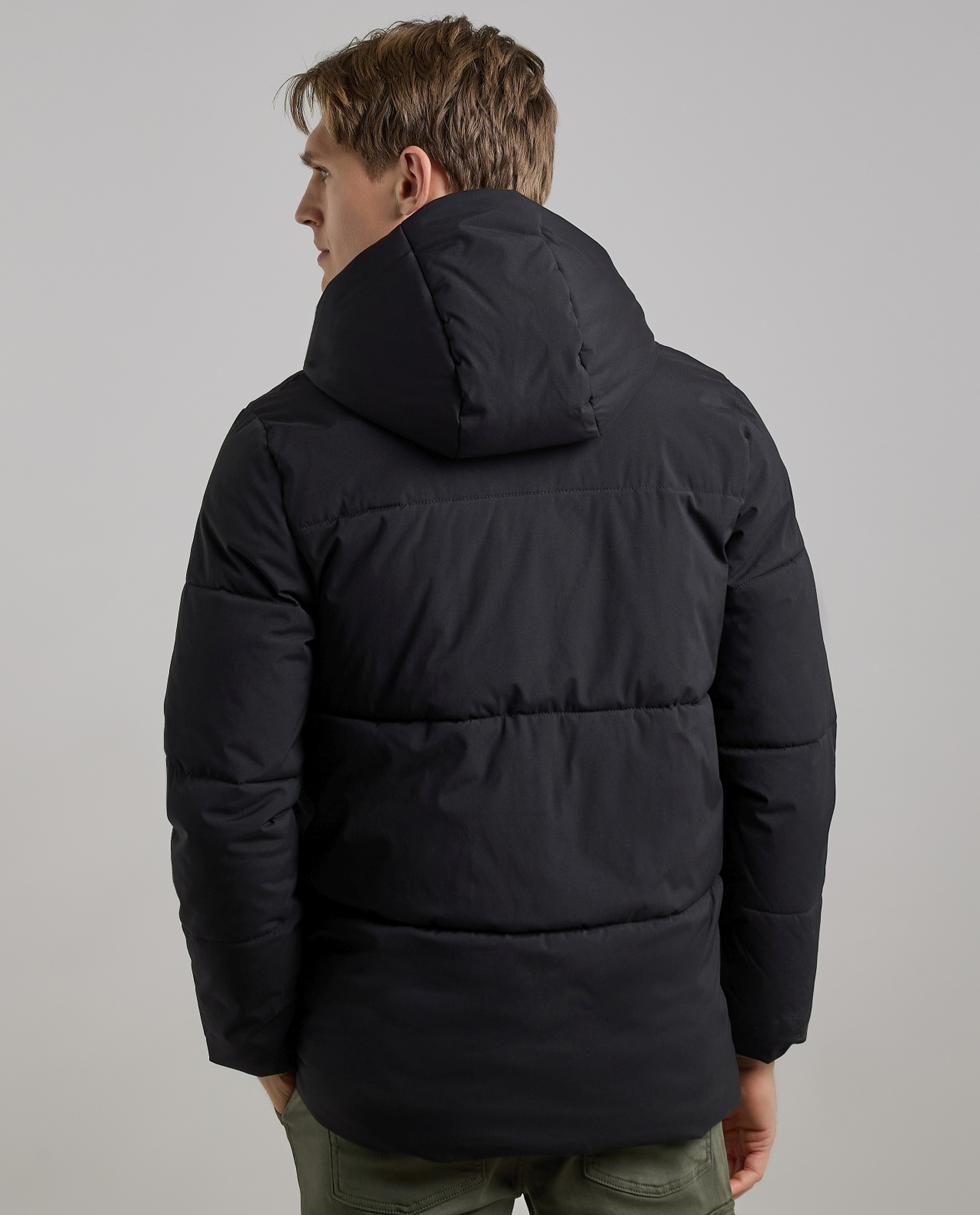 Zippered Hooded Puffer Jacket with Long Sleeves