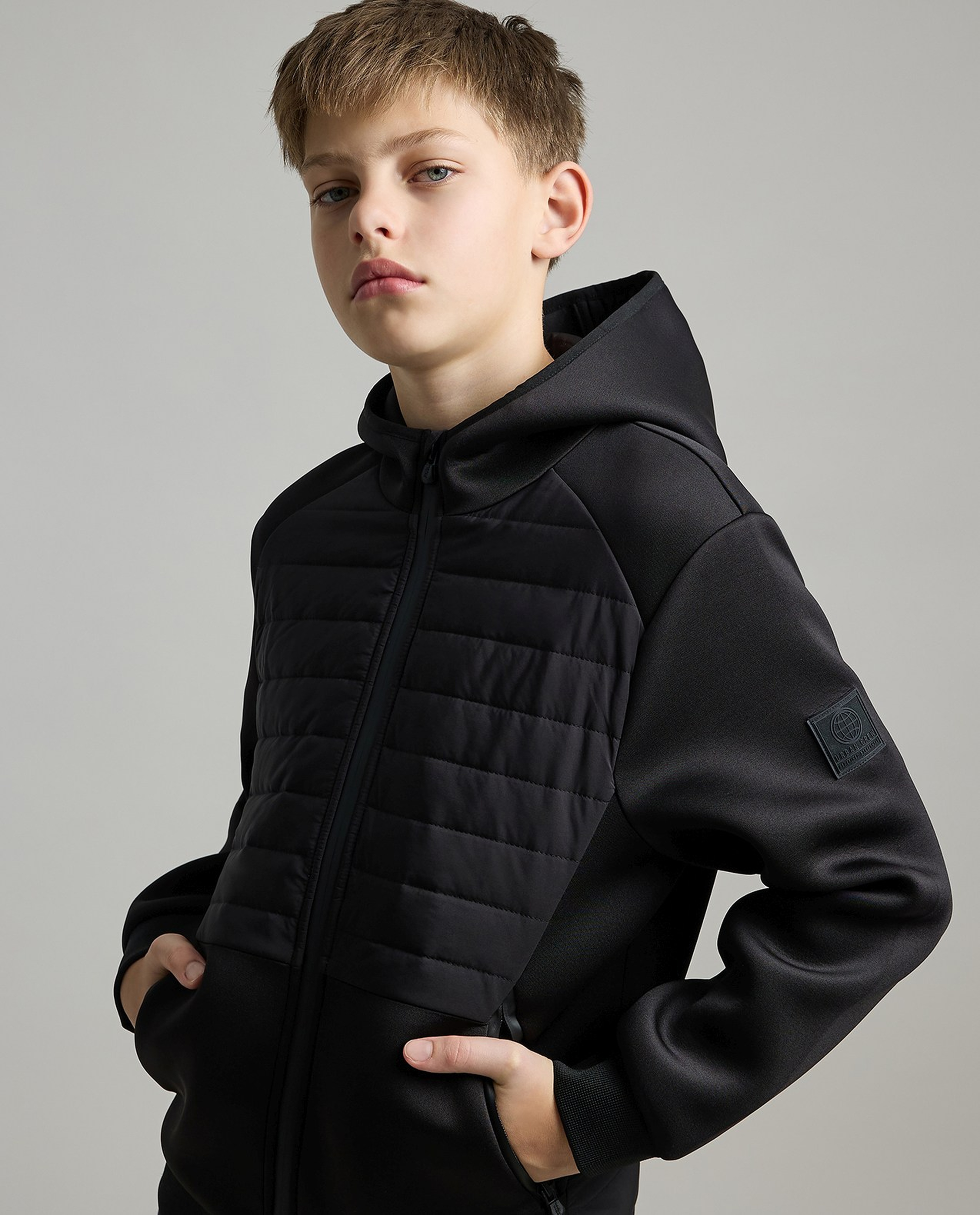 Zippered Hooded Jacket with Long Sleeves