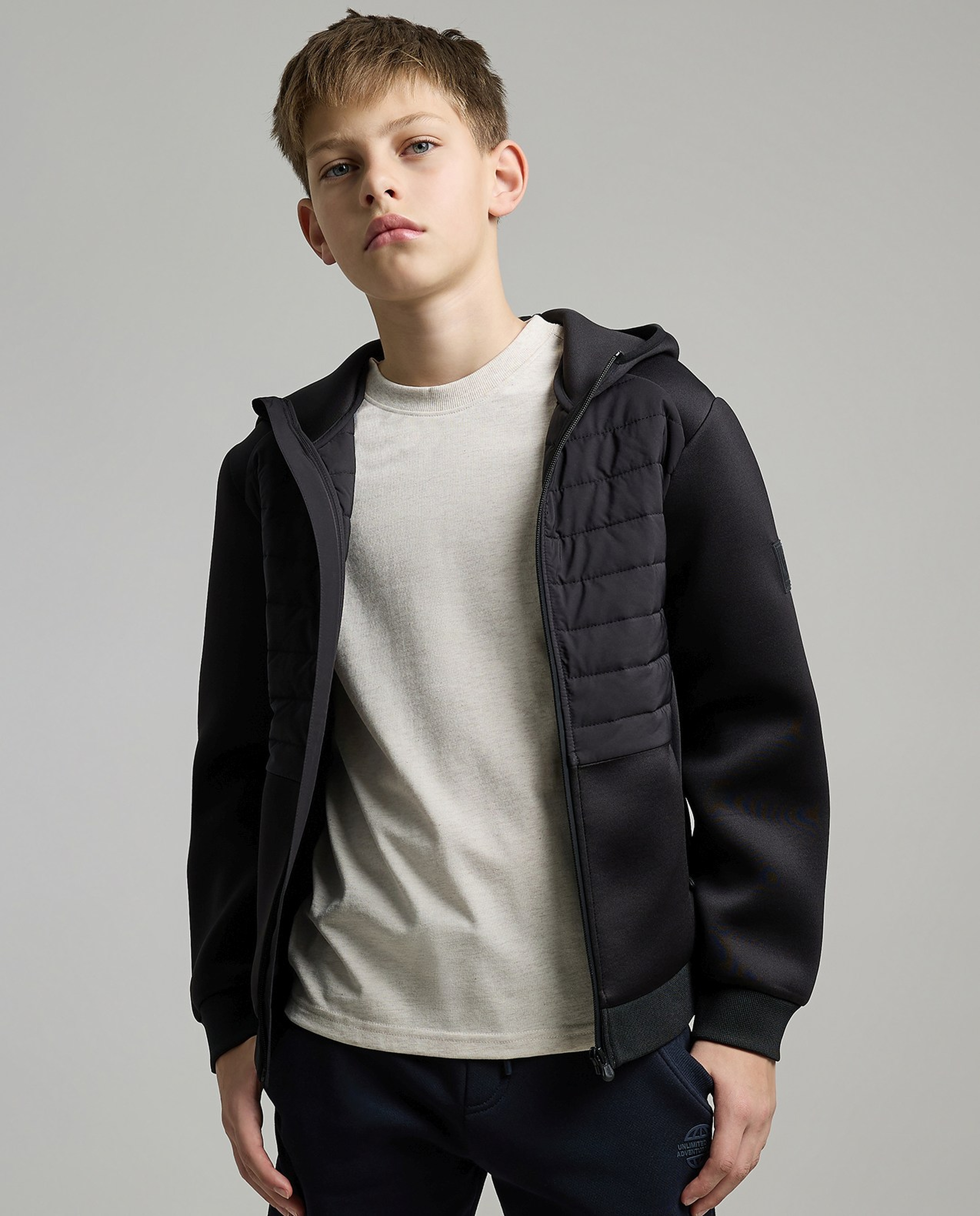 Zippered Hooded Jacket with Long Sleeves