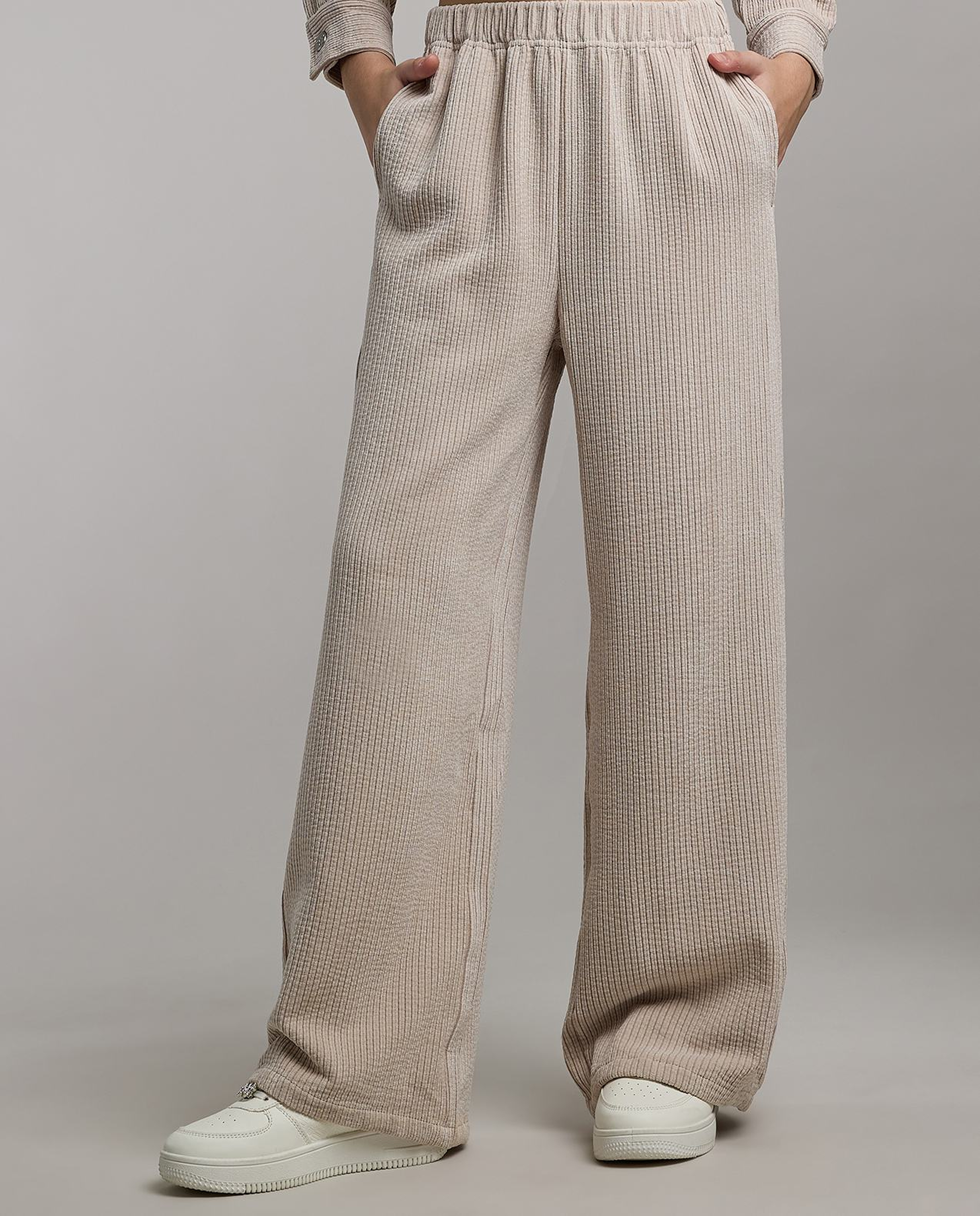 Pocket Detail Corduroy Shirt and Pant Set