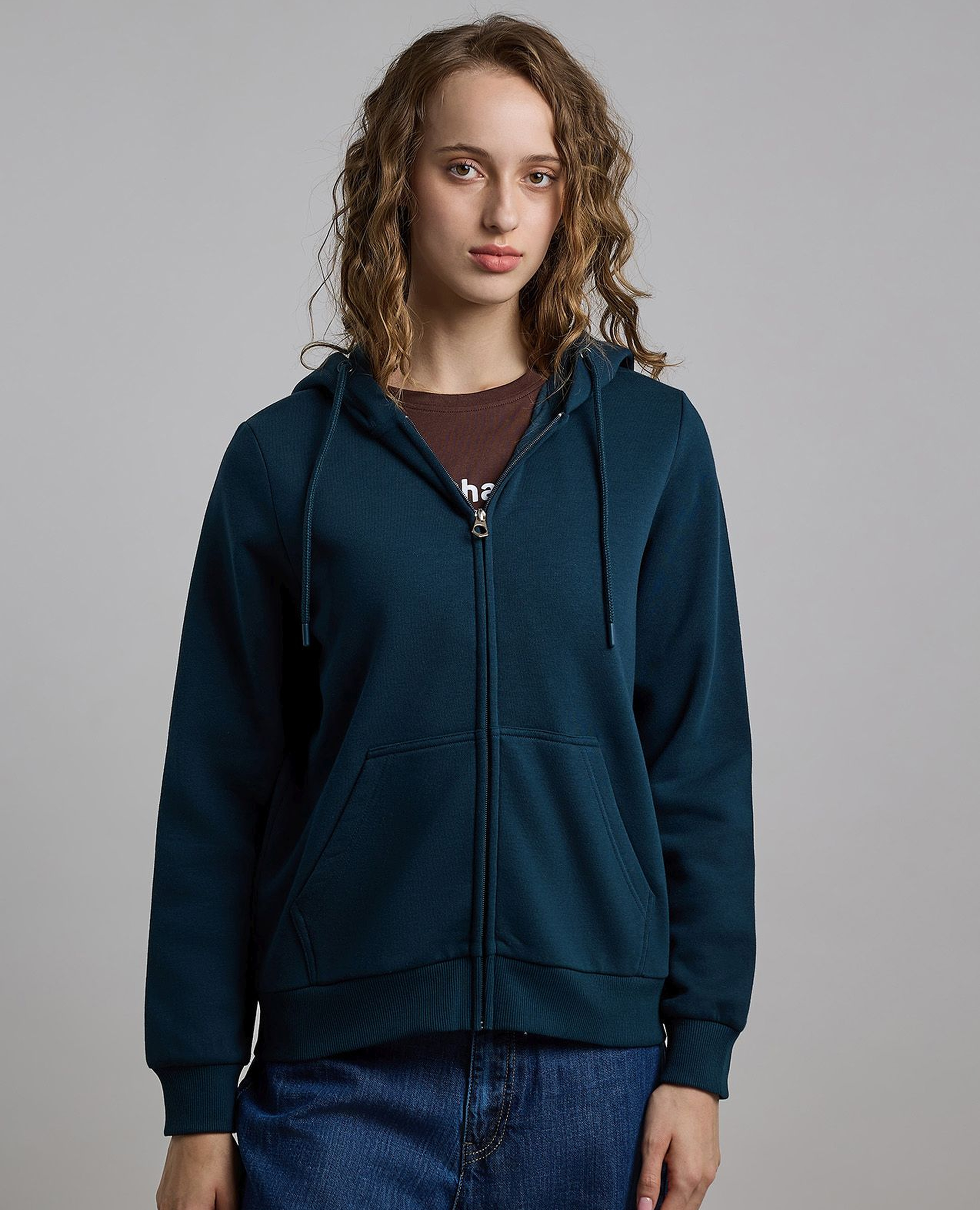 Solid Hooded Jacket with Long Sleeves