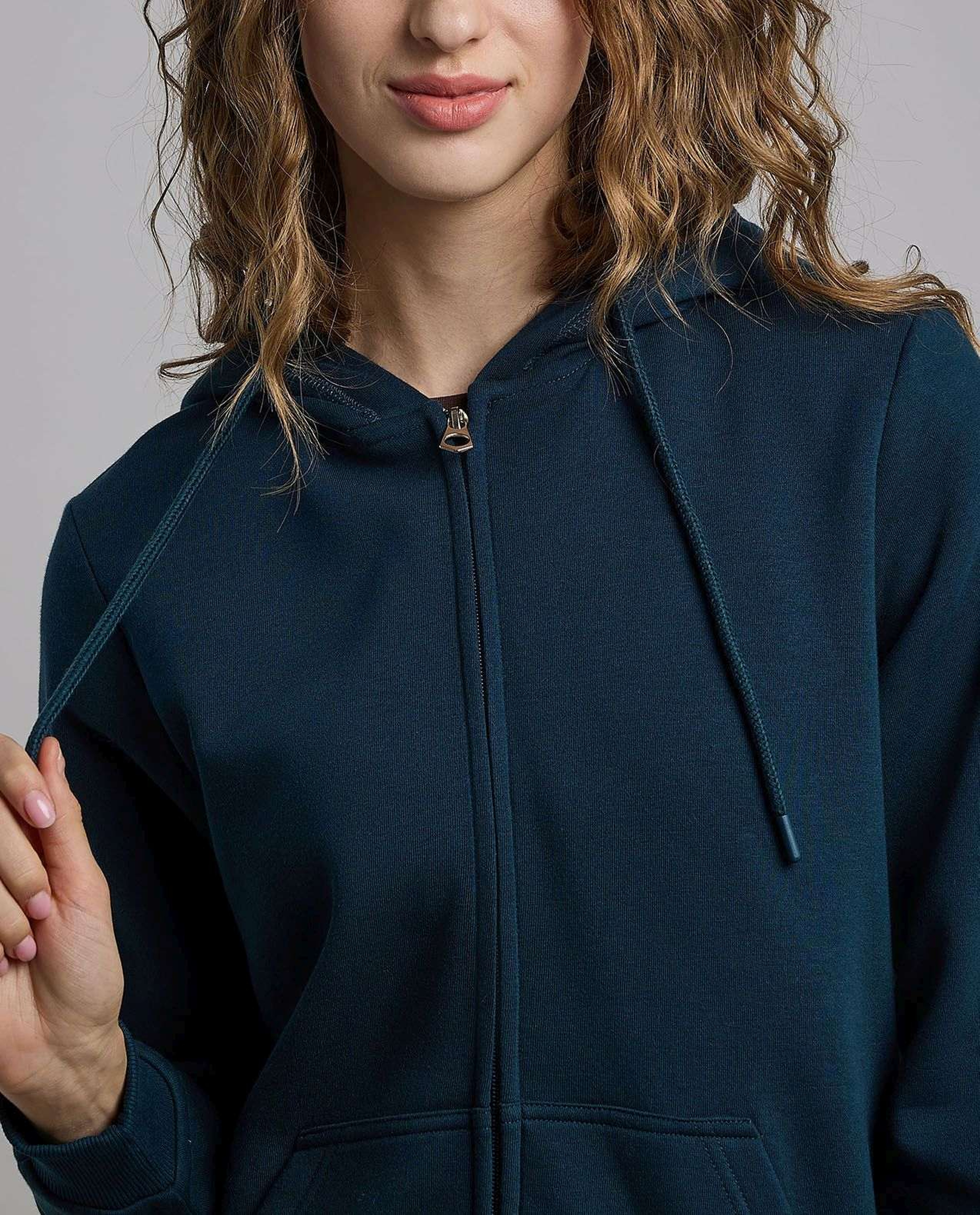 Solid Hooded Jacket with Long Sleeves