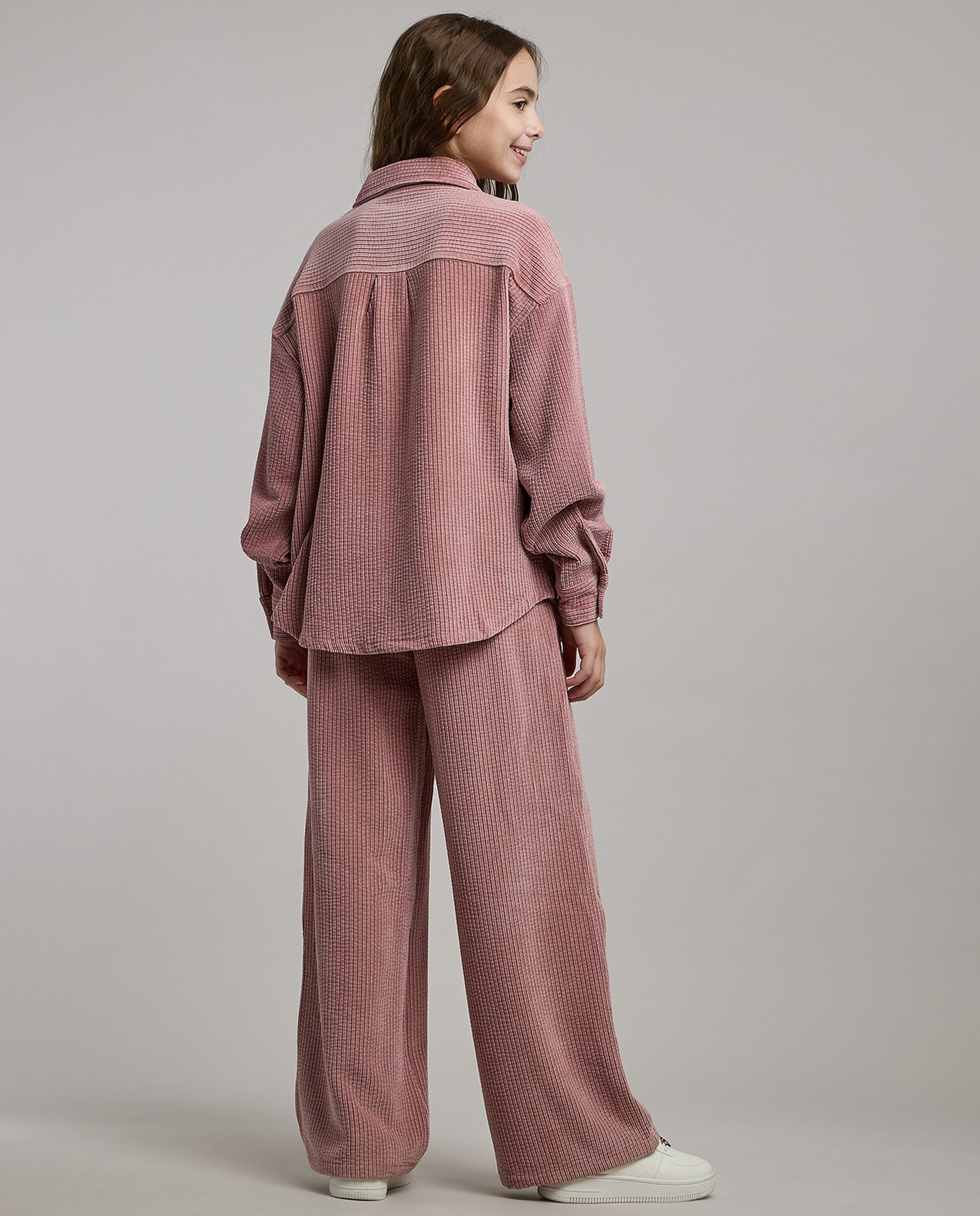 Pocket Detail Corduroy Shirt and Pant Set