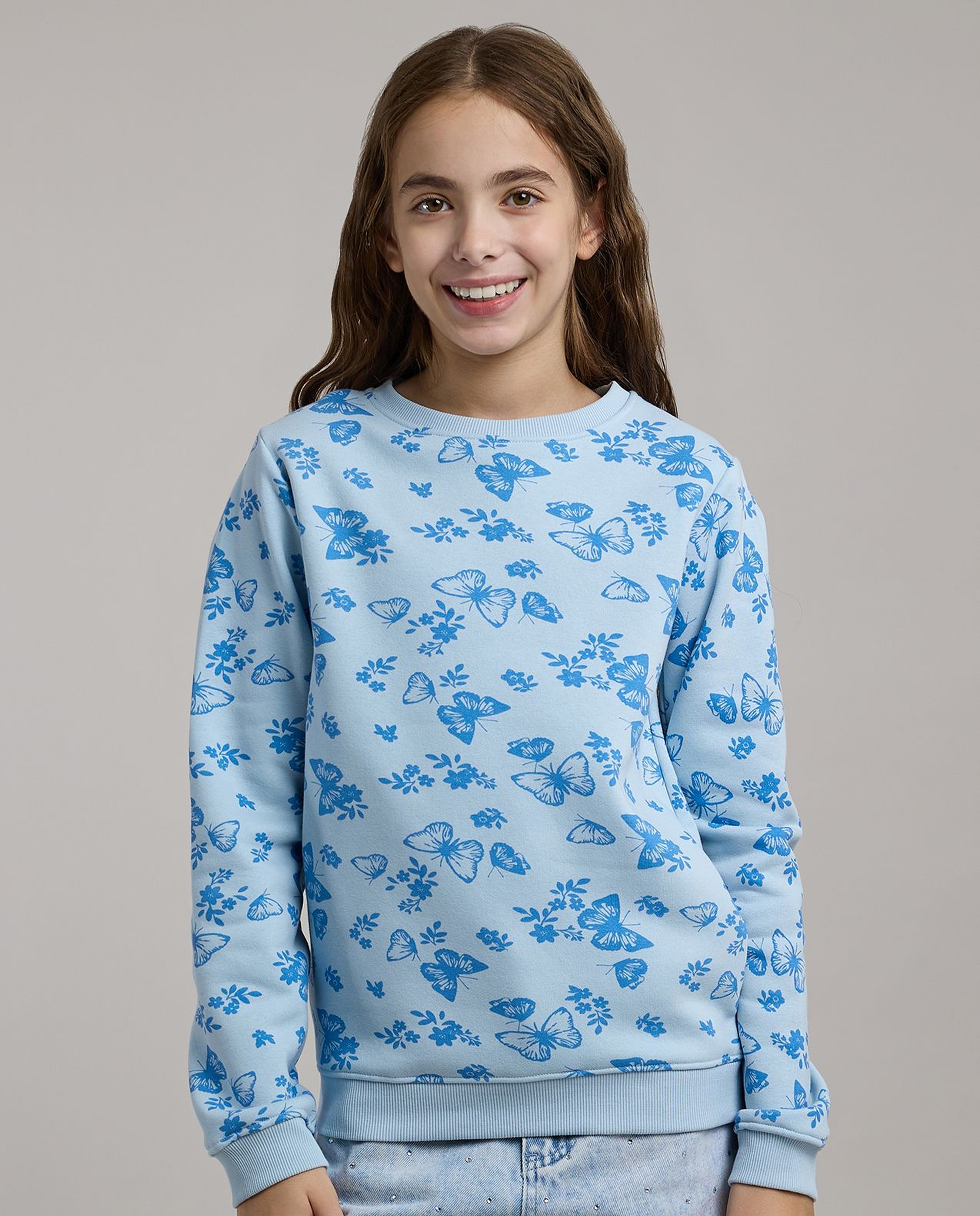 Printed Sweatshirt with Crew Neck and Long Sleeves
