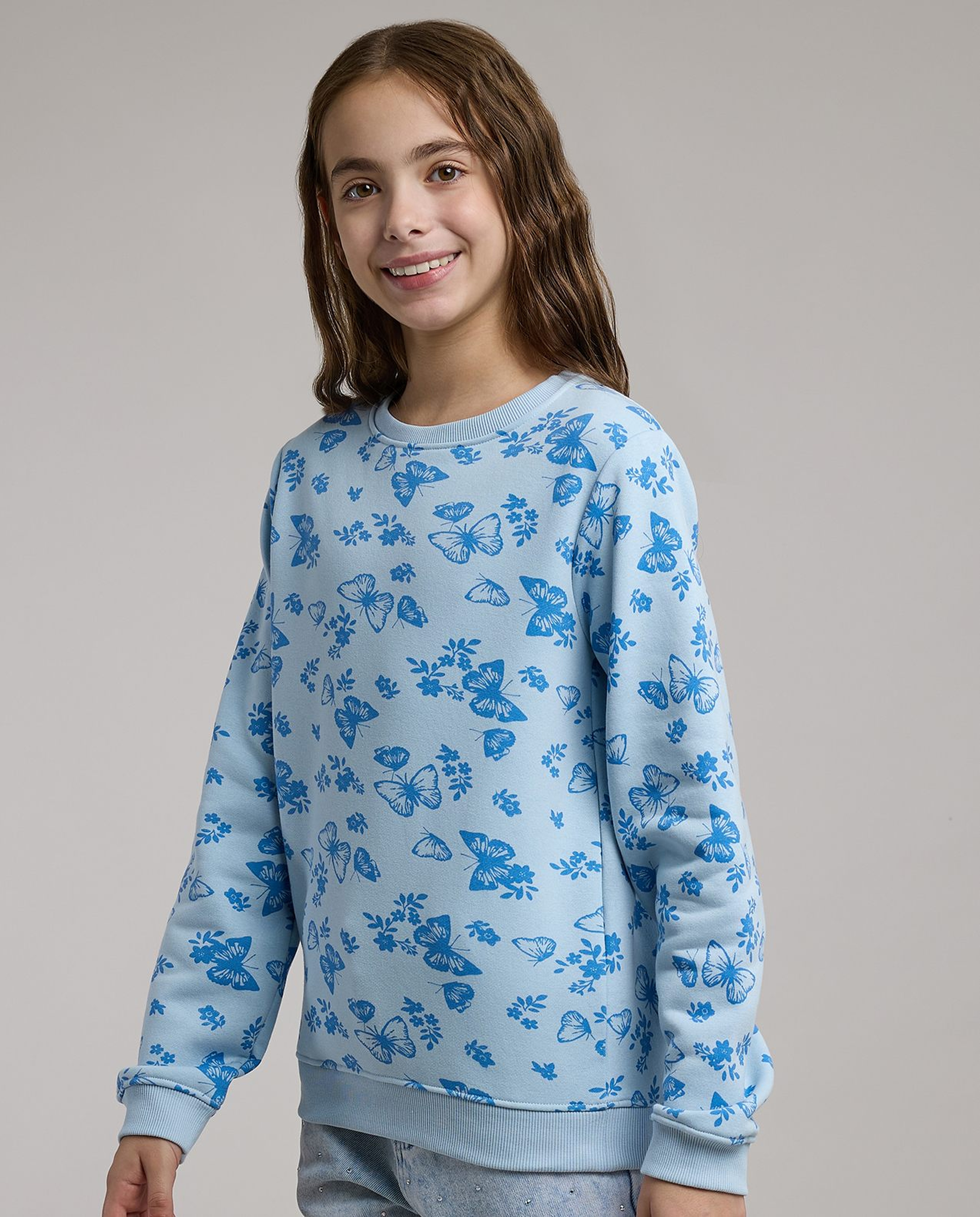 Printed Sweatshirt with Crew Neck and Long Sleeves