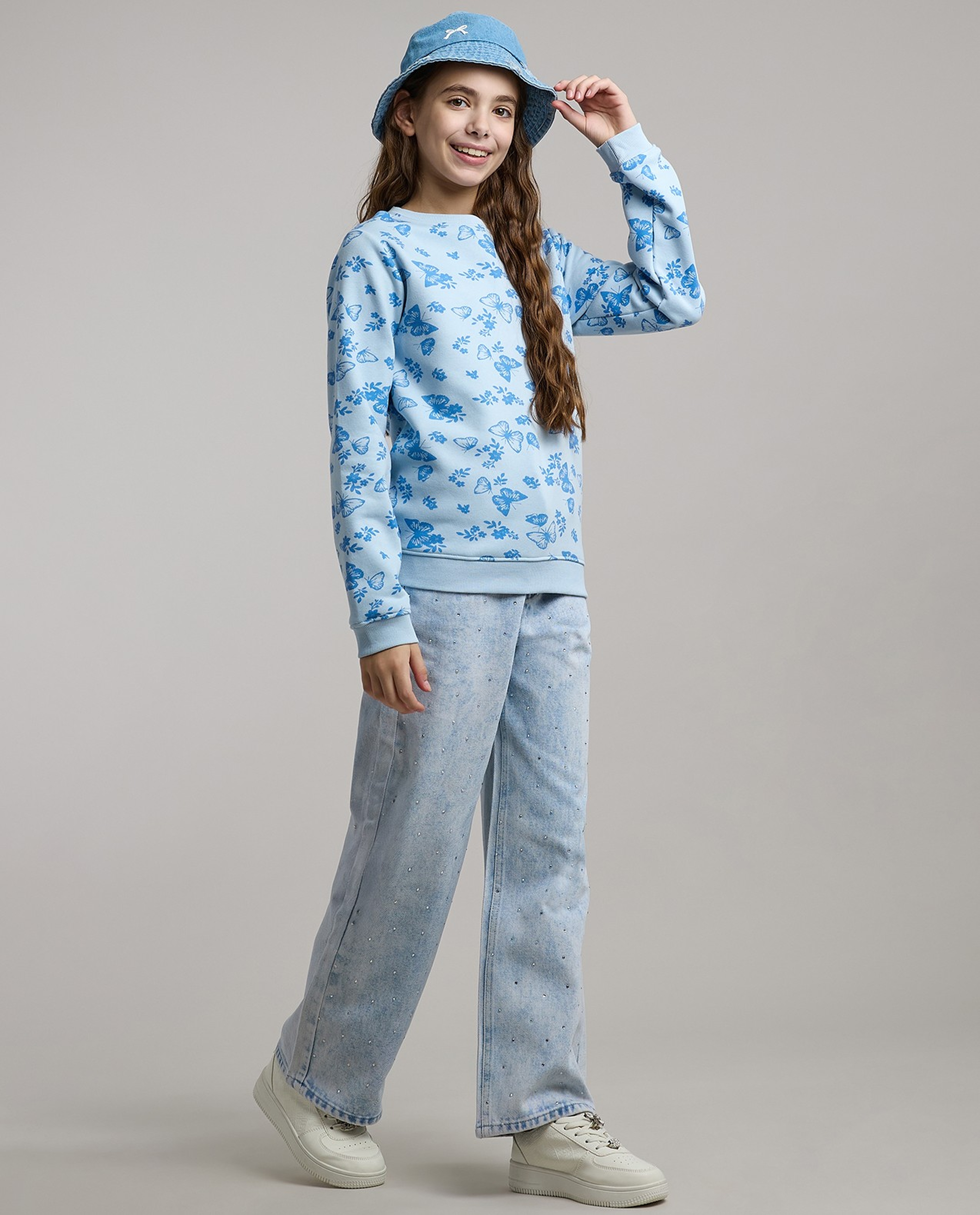 Printed Sweatshirt with Crew Neck and Long Sleeves