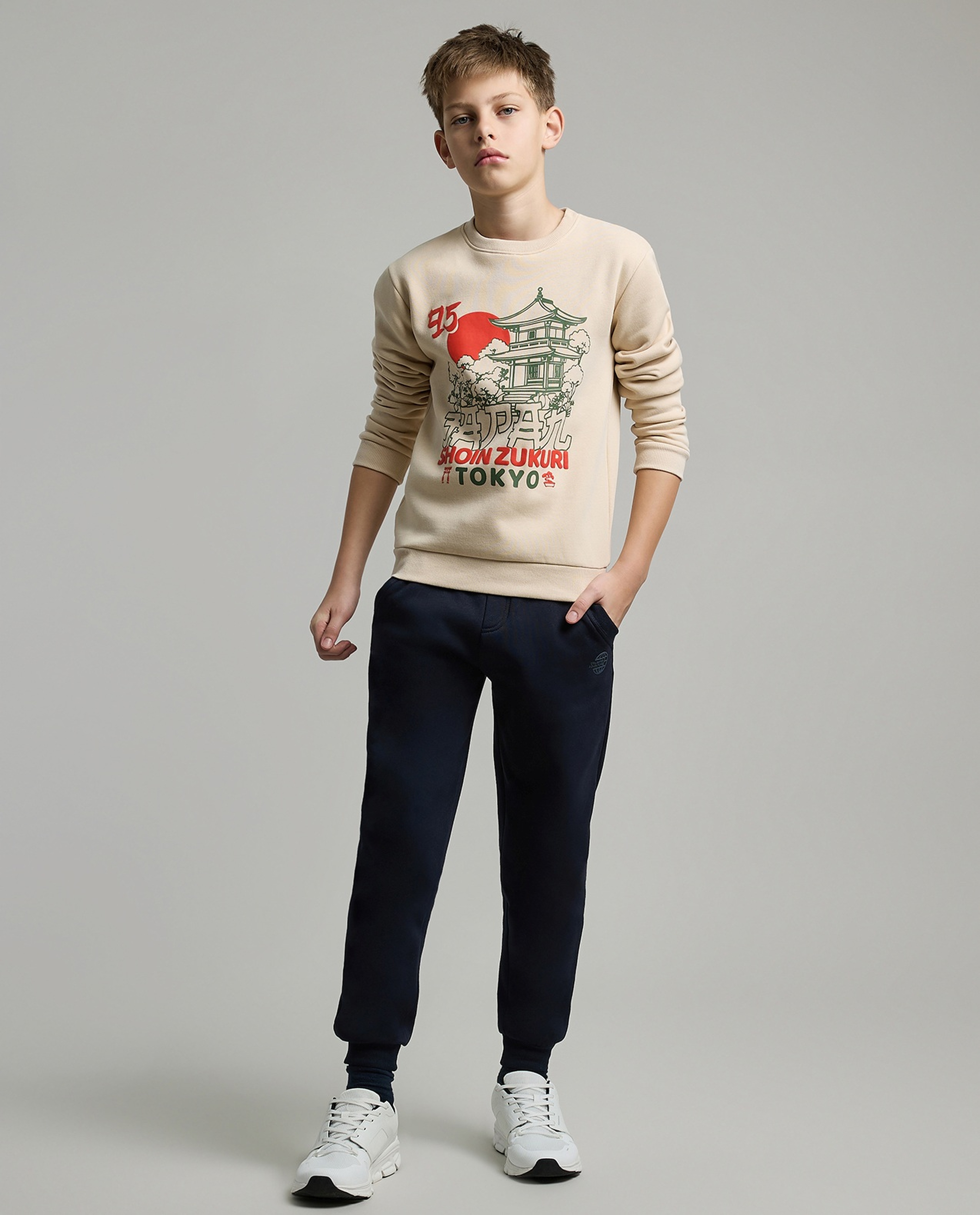 Printed Sweatshirt with Crew Neck and Long Sleeves