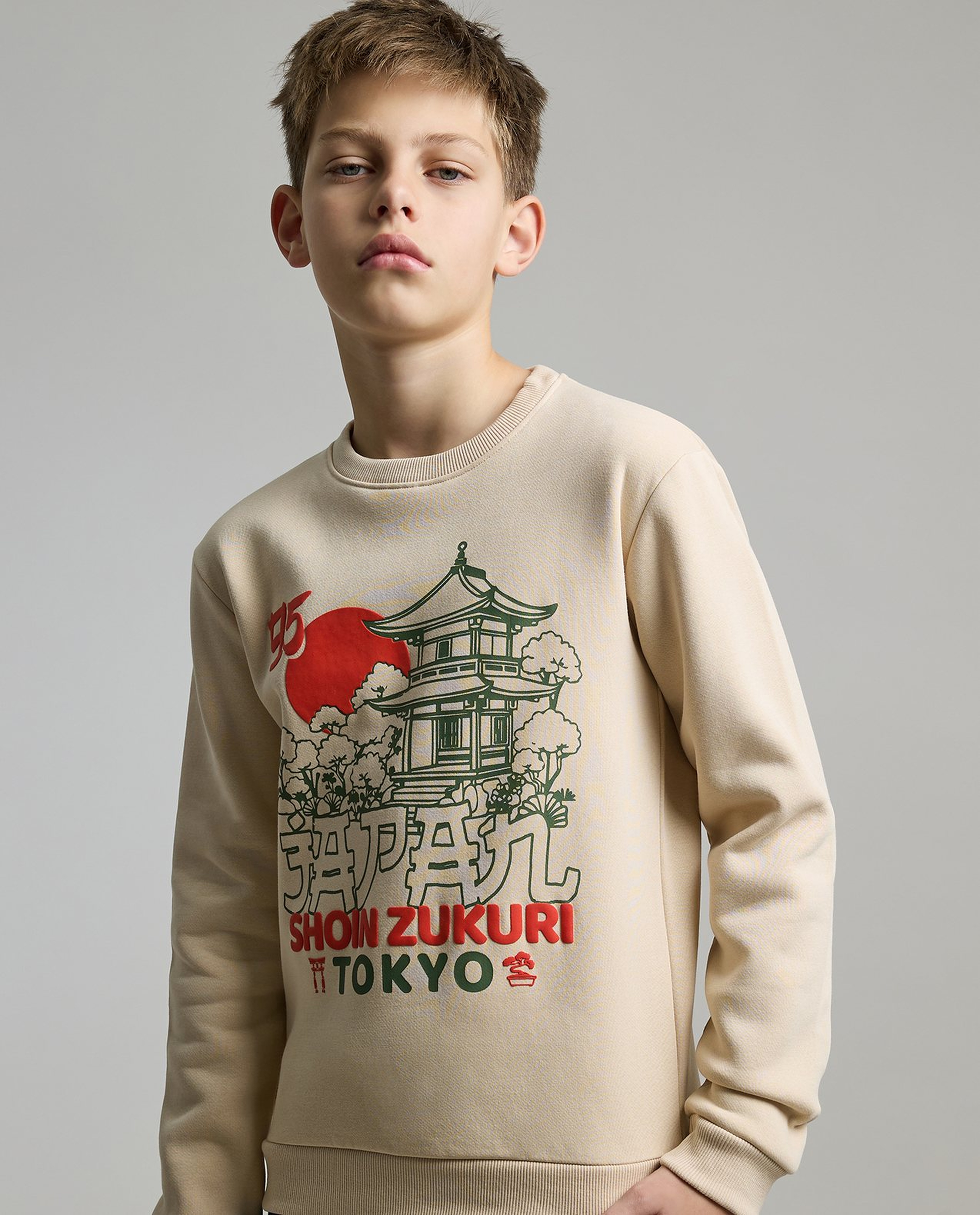 Printed Sweatshirt with Crew Neck and Long Sleeves