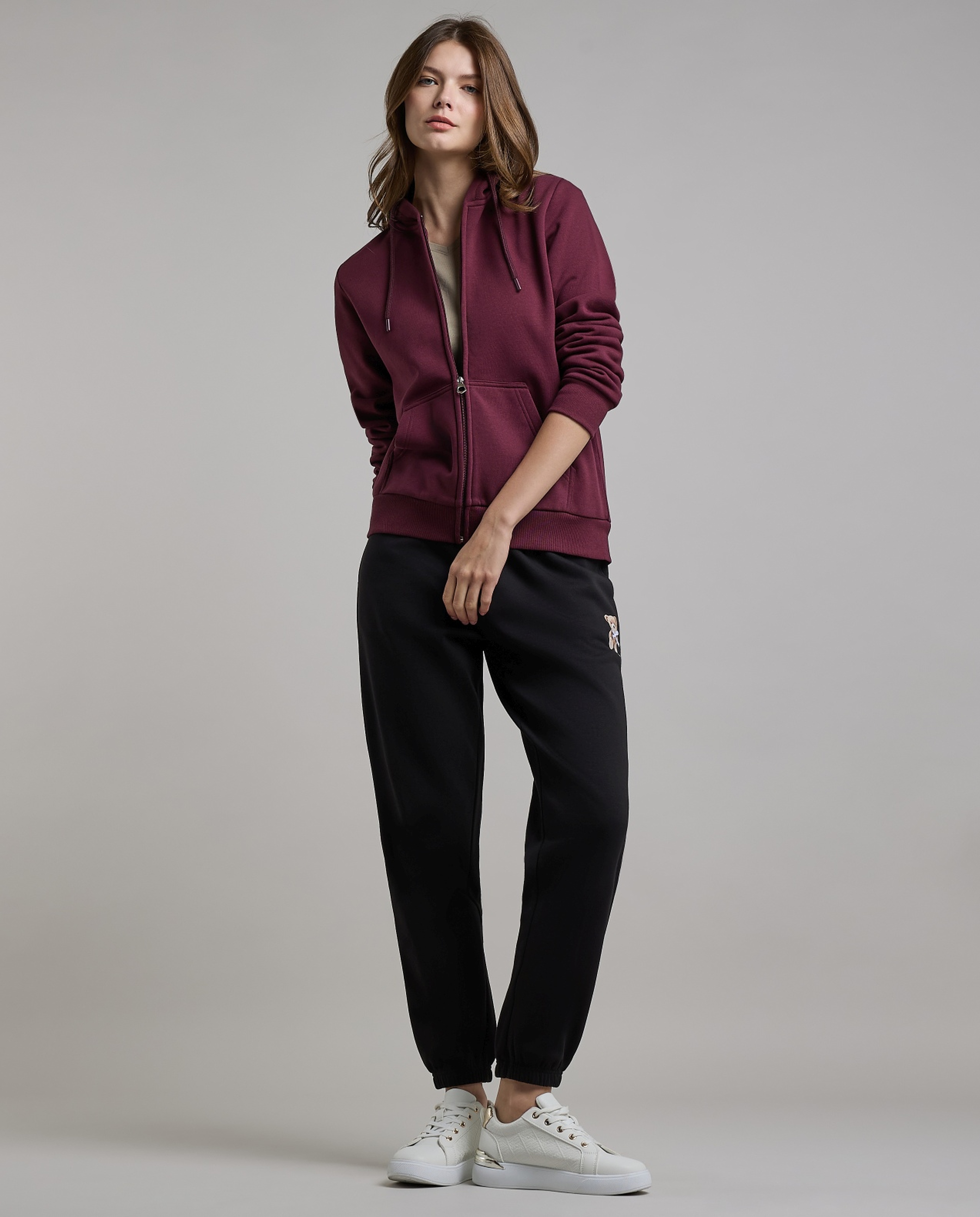 Solid Hooded Jacket with Long Sleeves