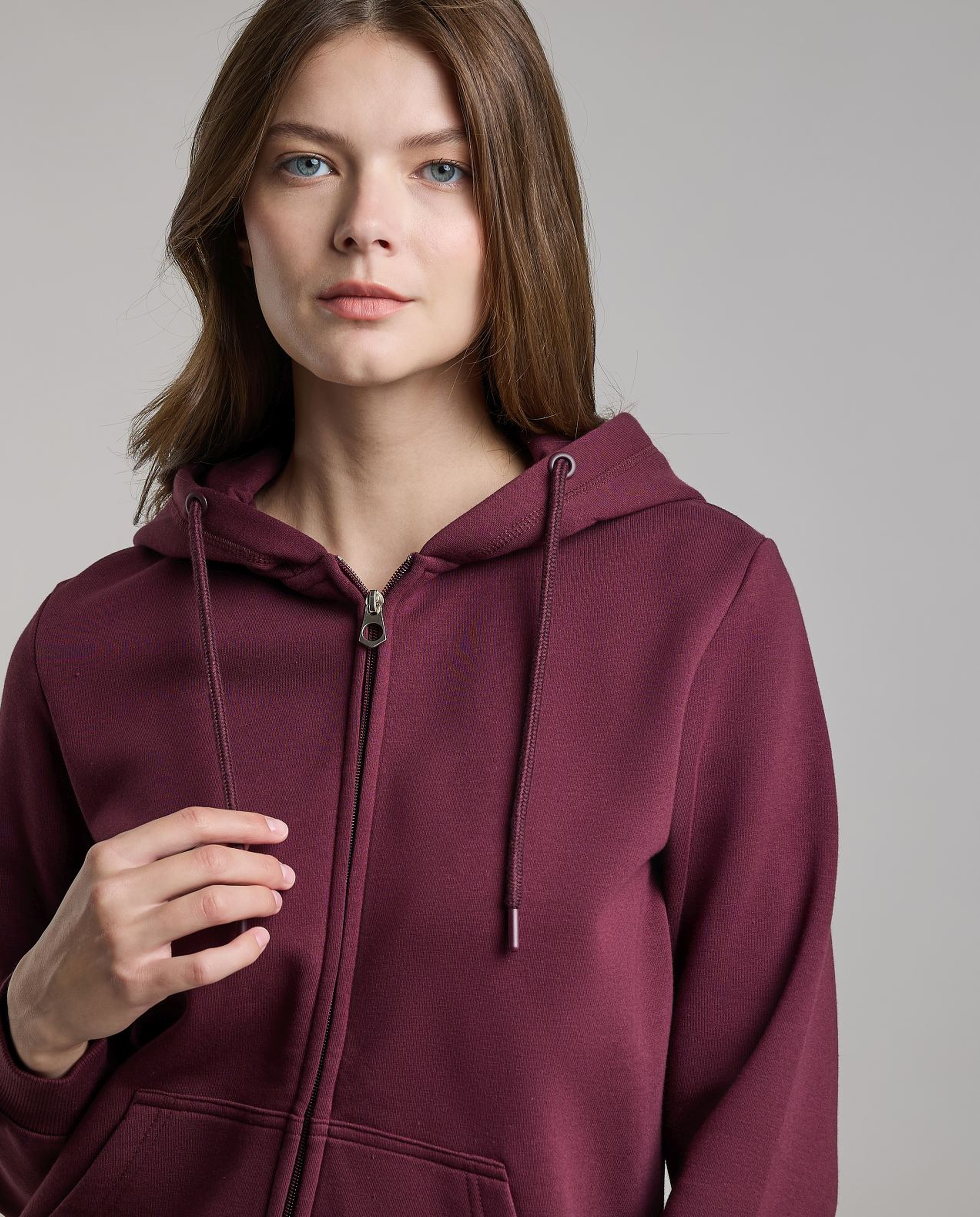 Solid Hooded Jacket with Long Sleeves