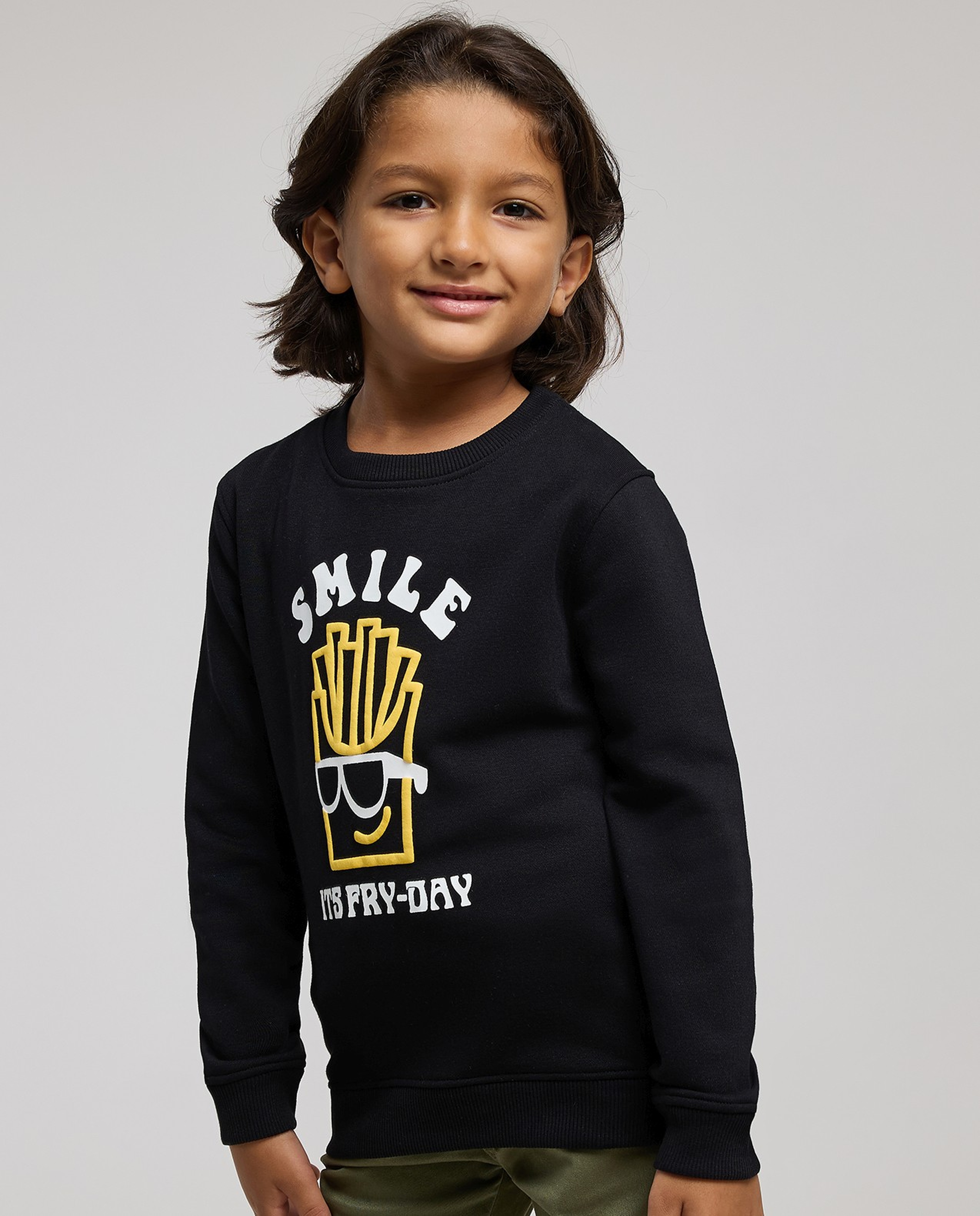 Printed Sweatshirt with Crew Neck and Long Sleeves