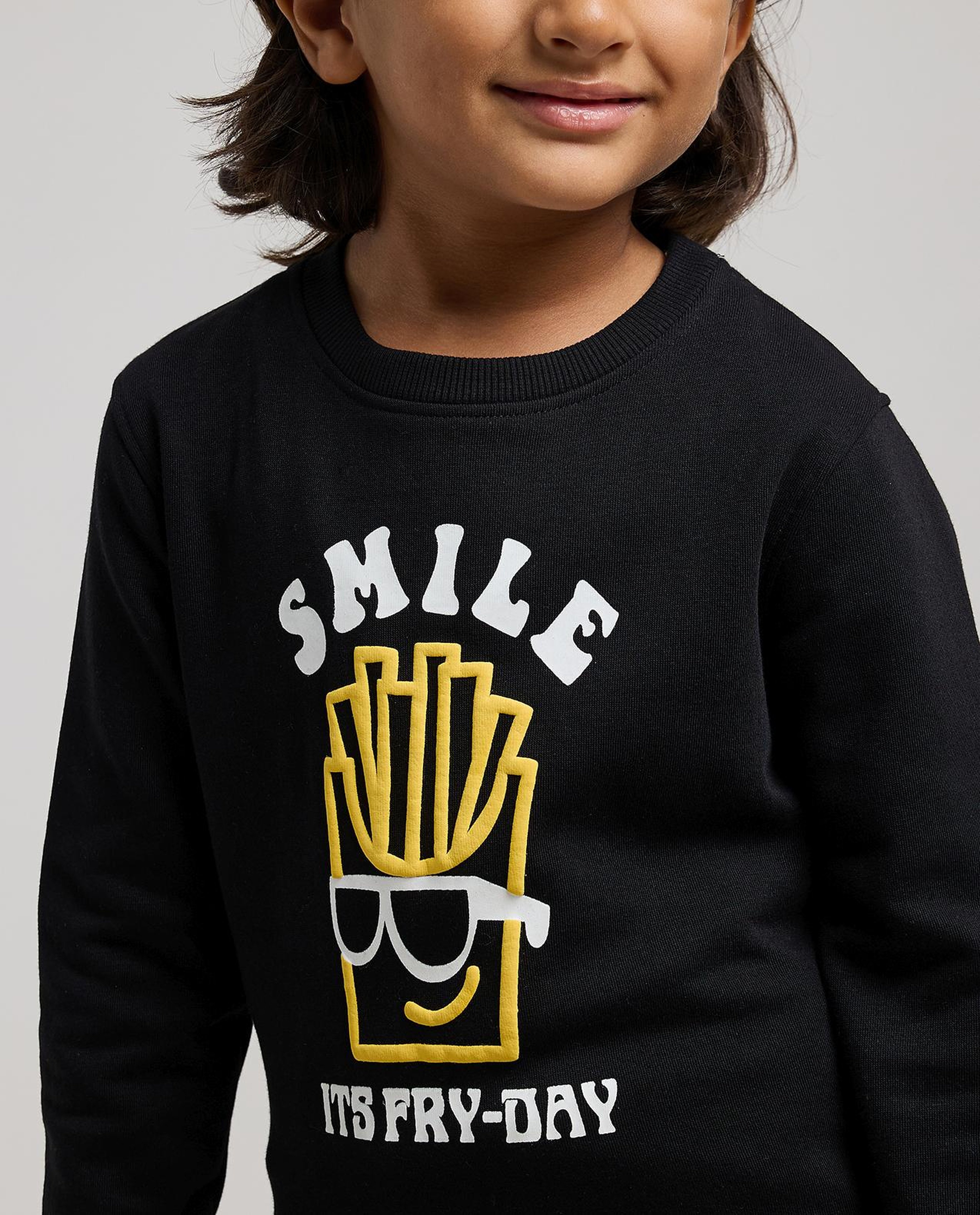 Printed Sweatshirt with Crew Neck and Long Sleeves