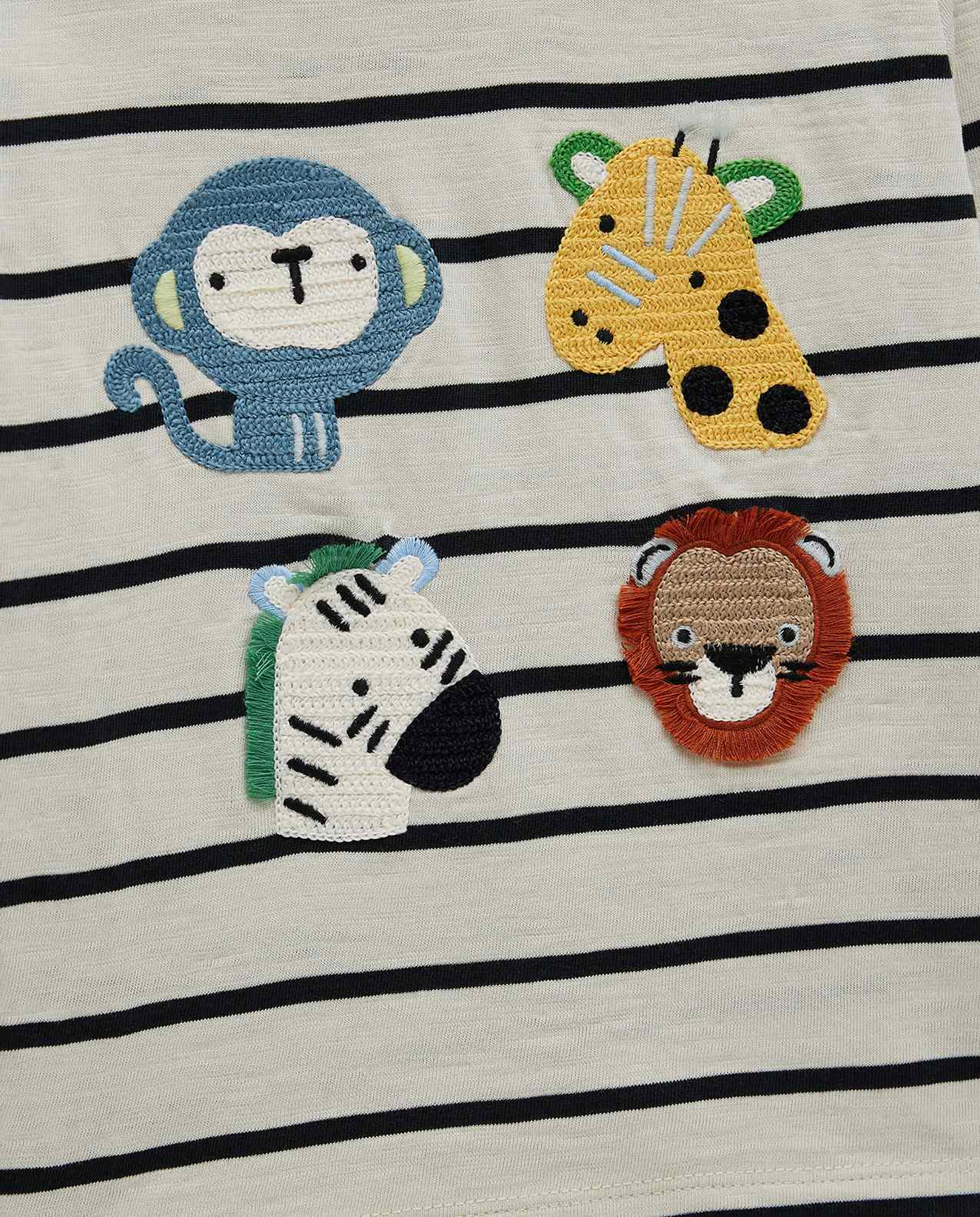 Appliqued T-Shirt with Crew Neck and Long Sleeves