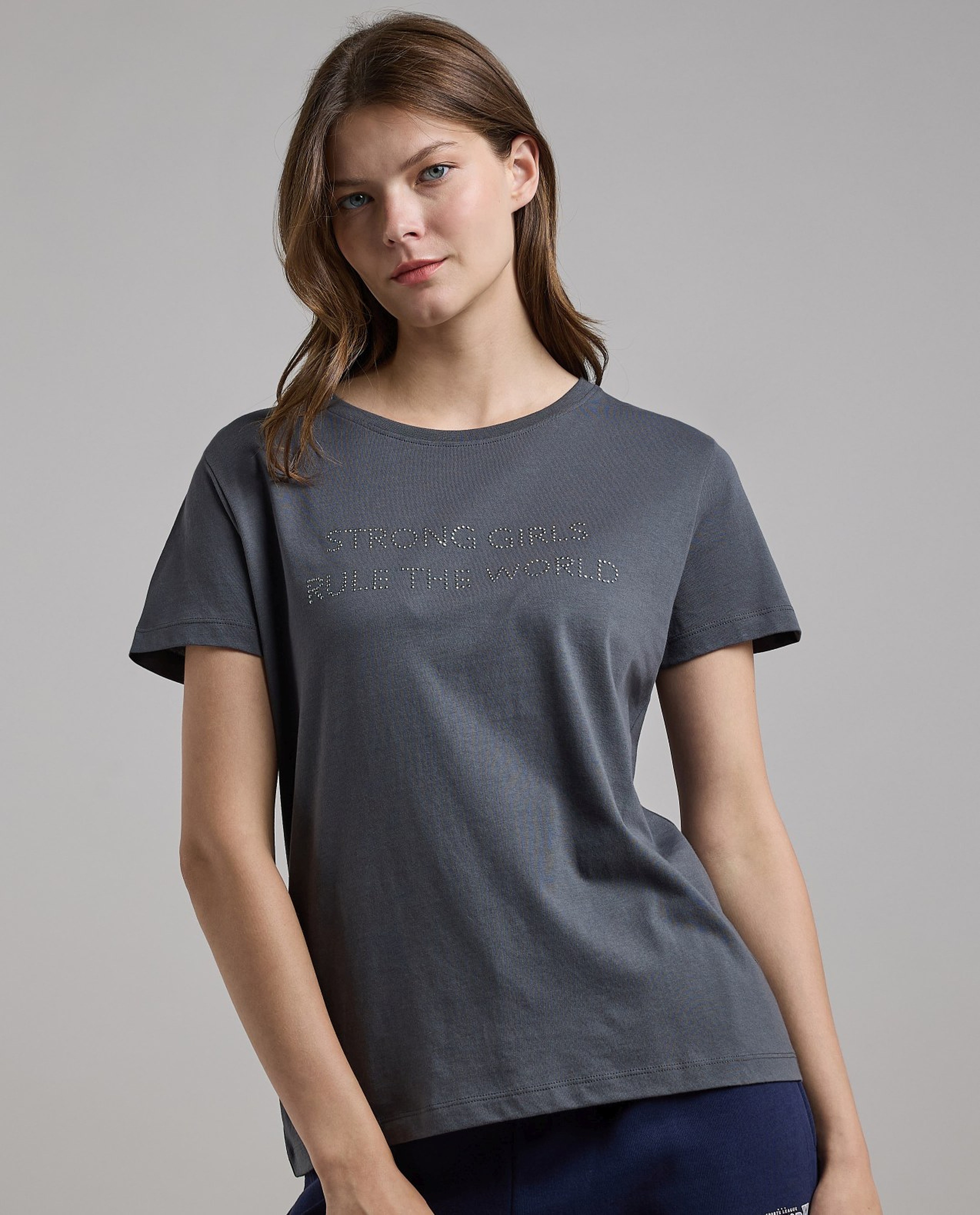 Embellished T-Shirt with Crew Neck and Short Sleeves