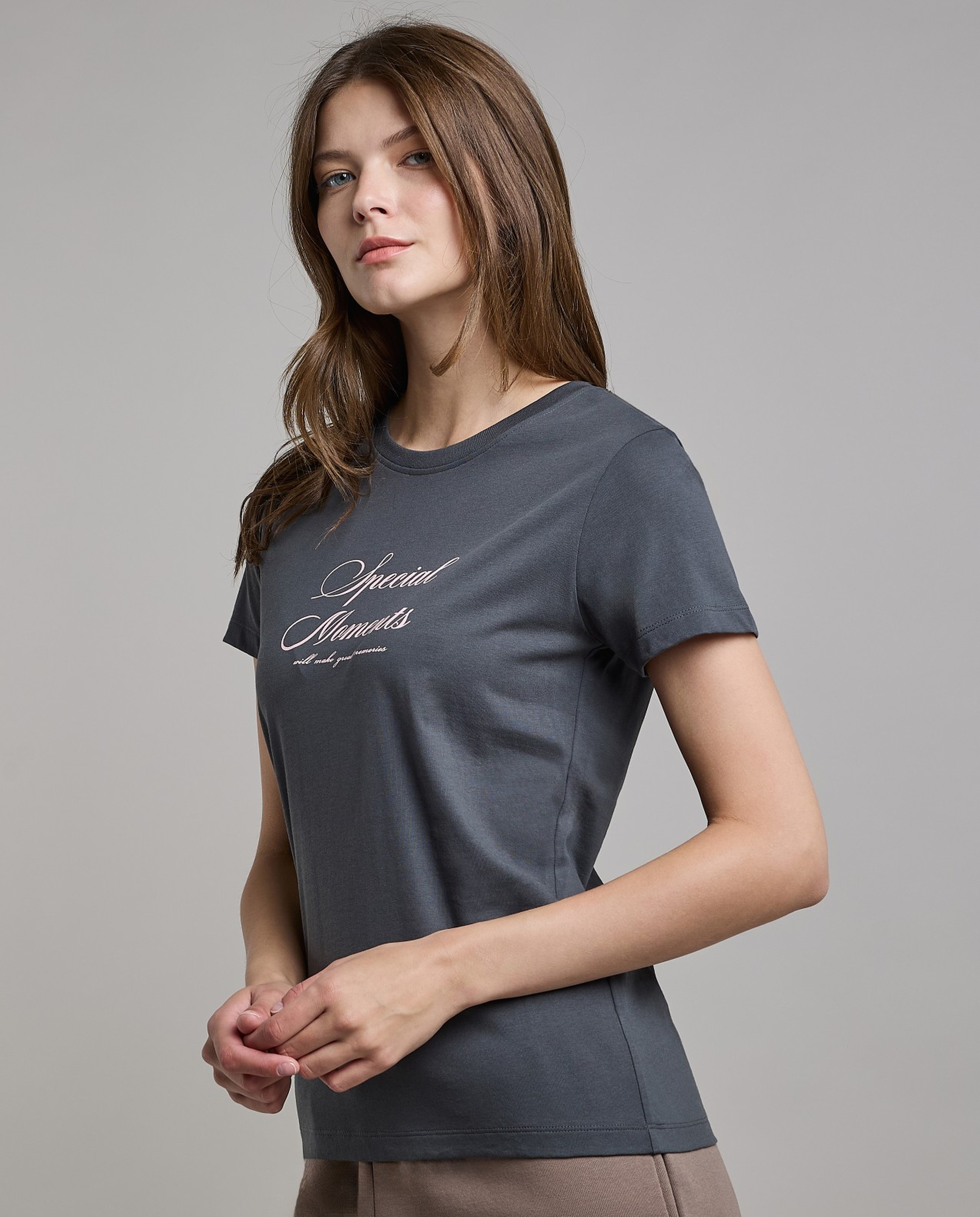 Printed T-Shirt with Crew Neck and Short Sleeves