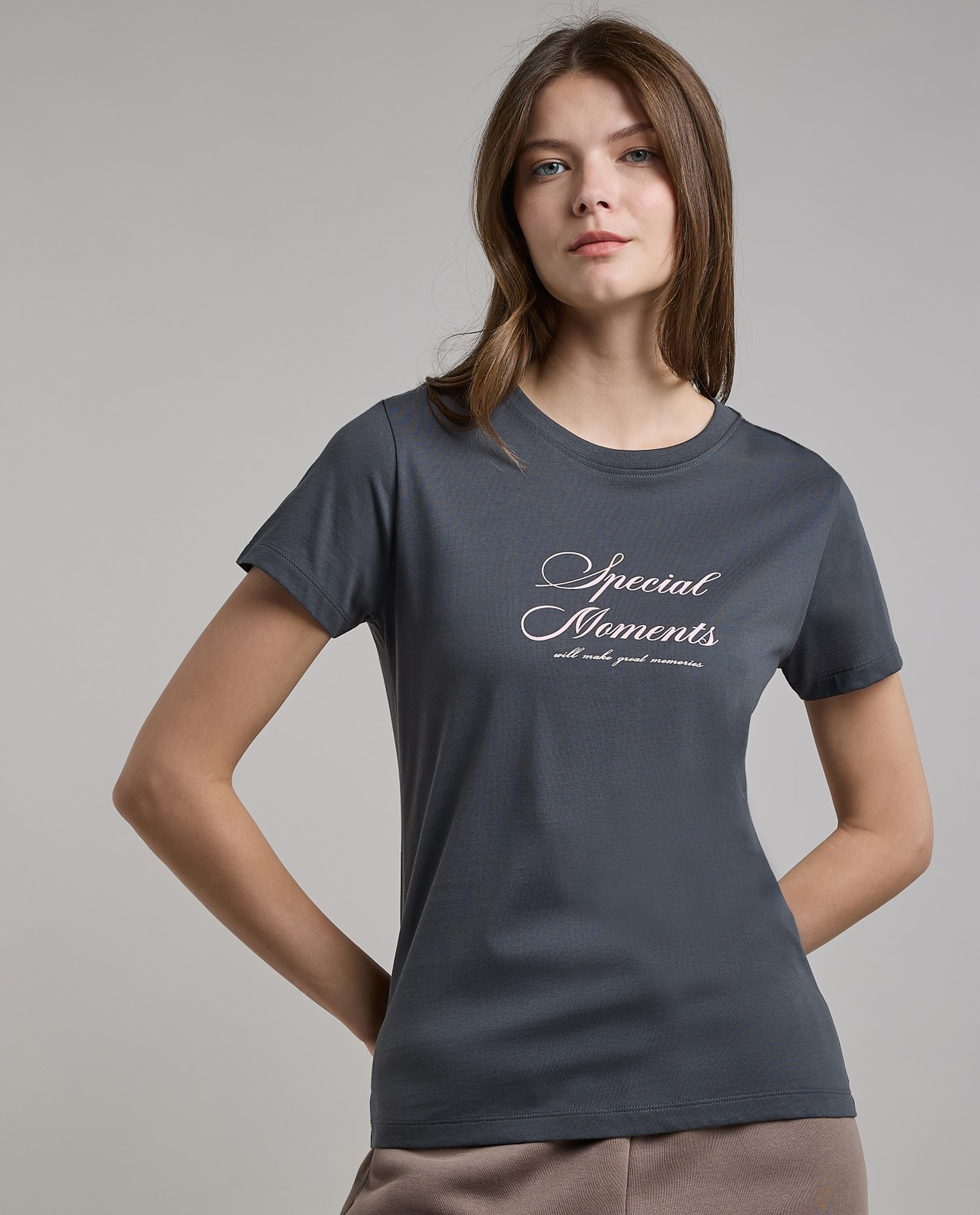 Printed T-Shirt with Crew Neck and Short Sleeves