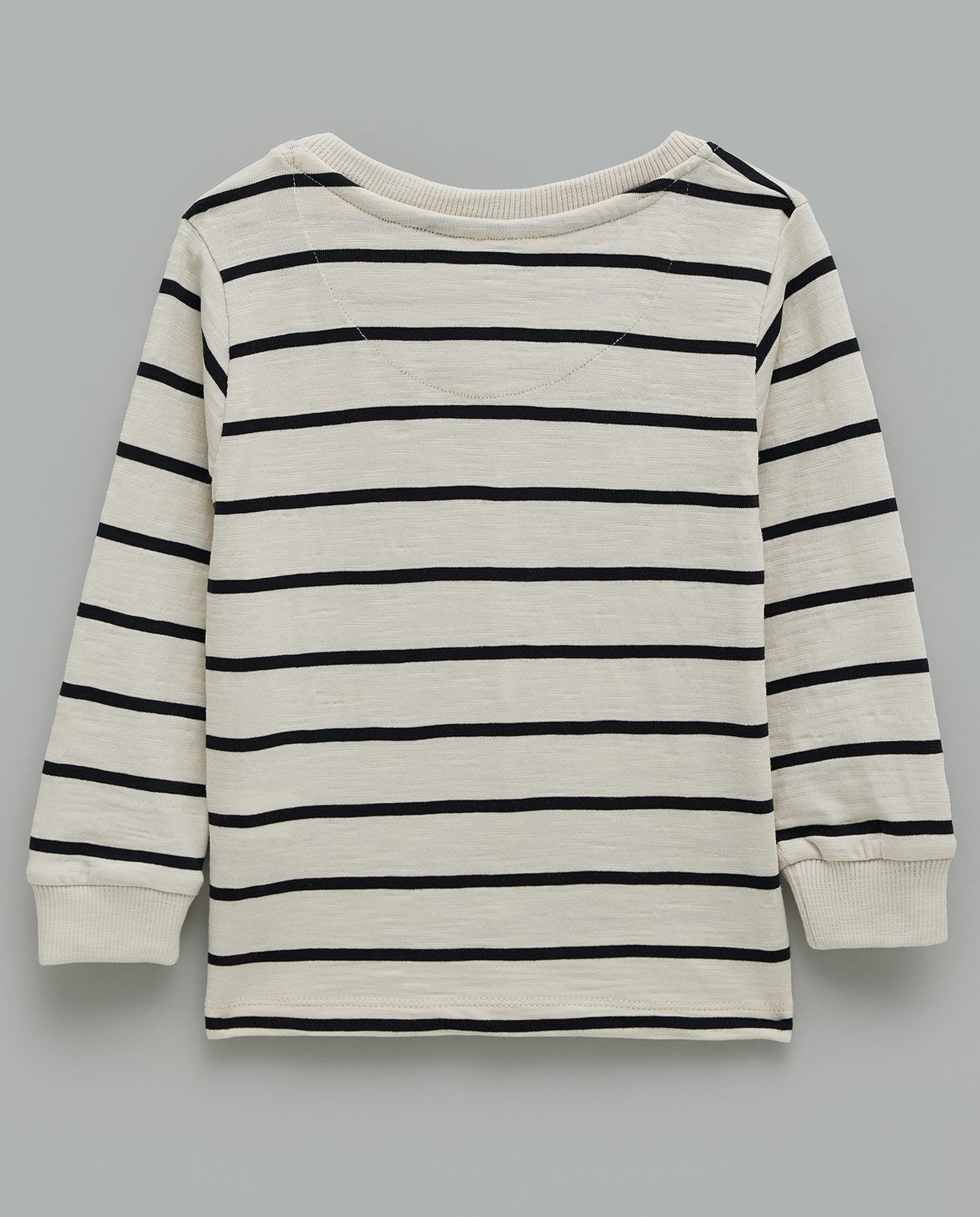 Appliqued T-Shirt with Crew Neck and Long Sleeves